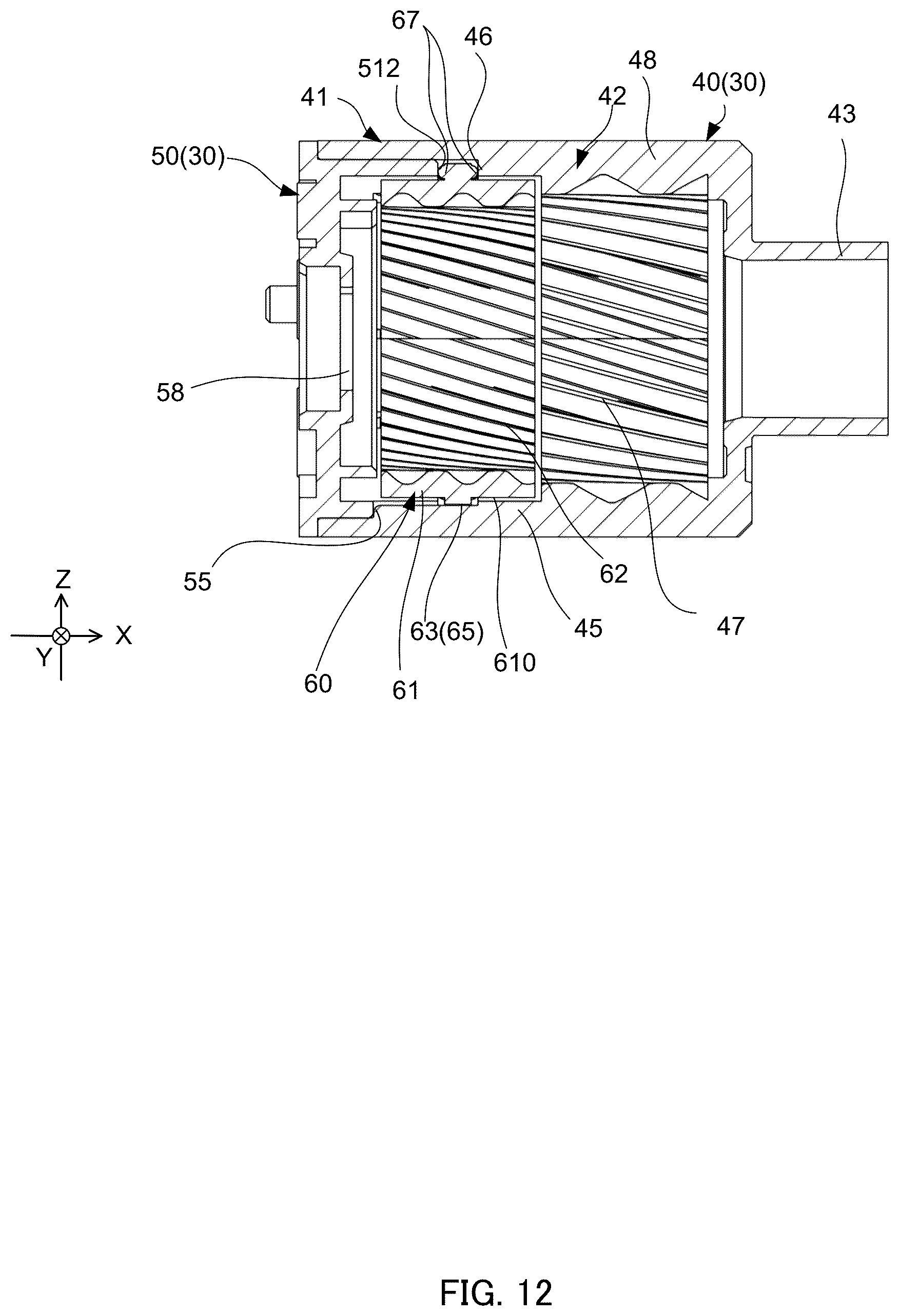 Patent US12345318 Figure 10 – Separation structure of internal gear and housing, planetary gear device and actuator