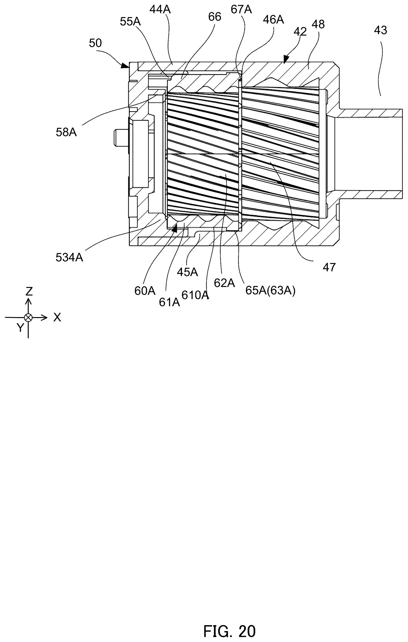 Patent US12345318 Figure 16 – Separation structure of internal gear and housing, planetary gear device and actuator