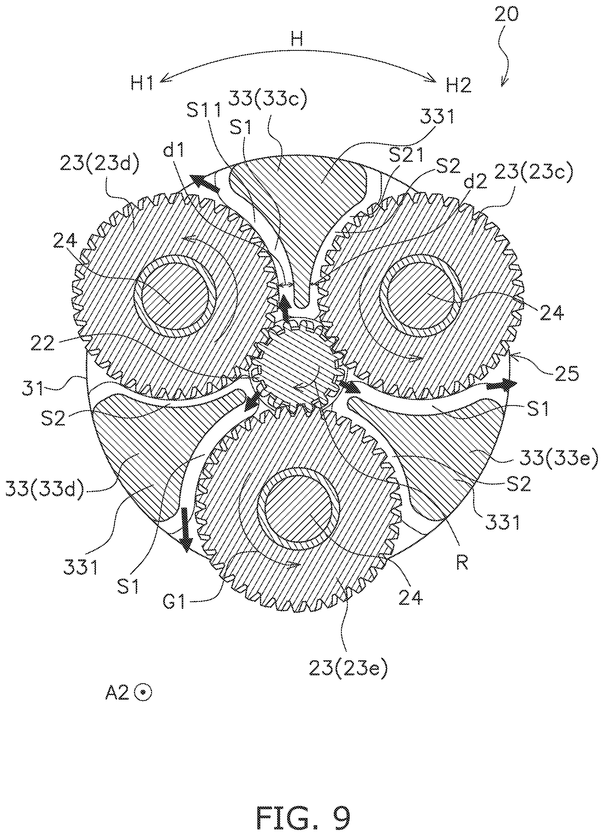 Patent US12345322 Figure 9 – Planetary gear mechanism