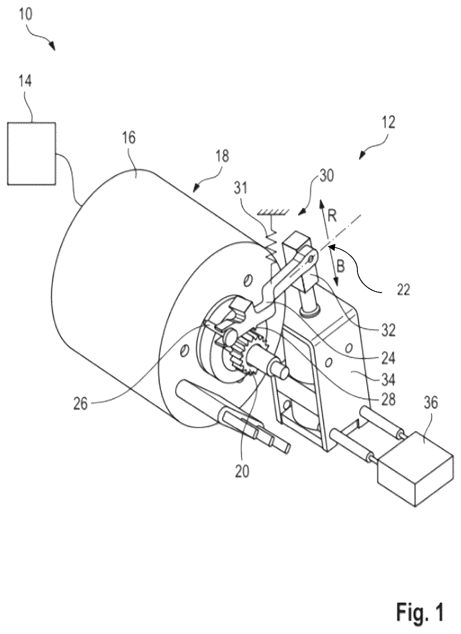 Patent US12345331 — Braking device having an actuatable member, and a method for operating a braking device — Figure 1