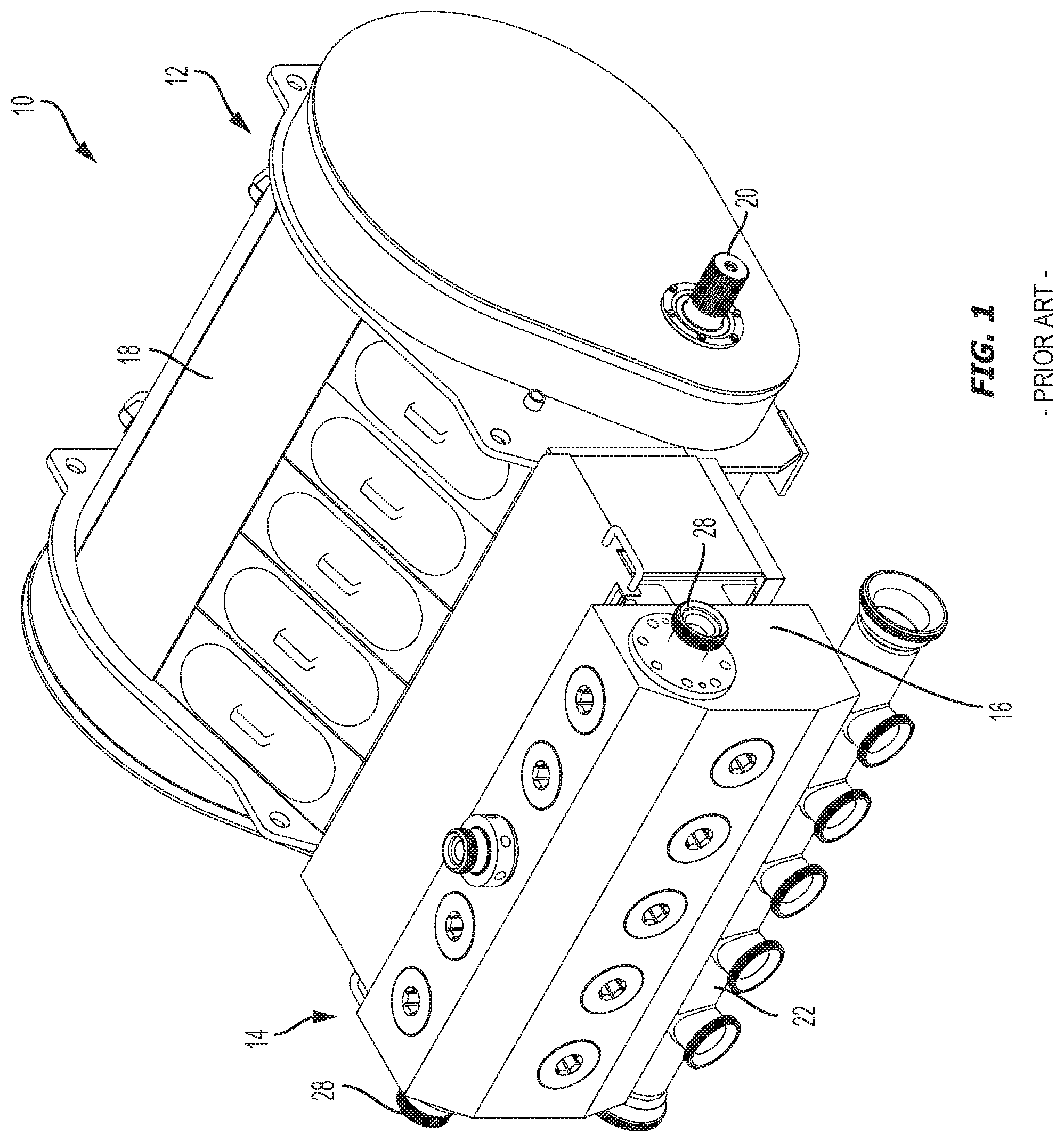 Patent US12345334 Figure 1 – Hydraulic fluid pump and stuffing box assembly for same
