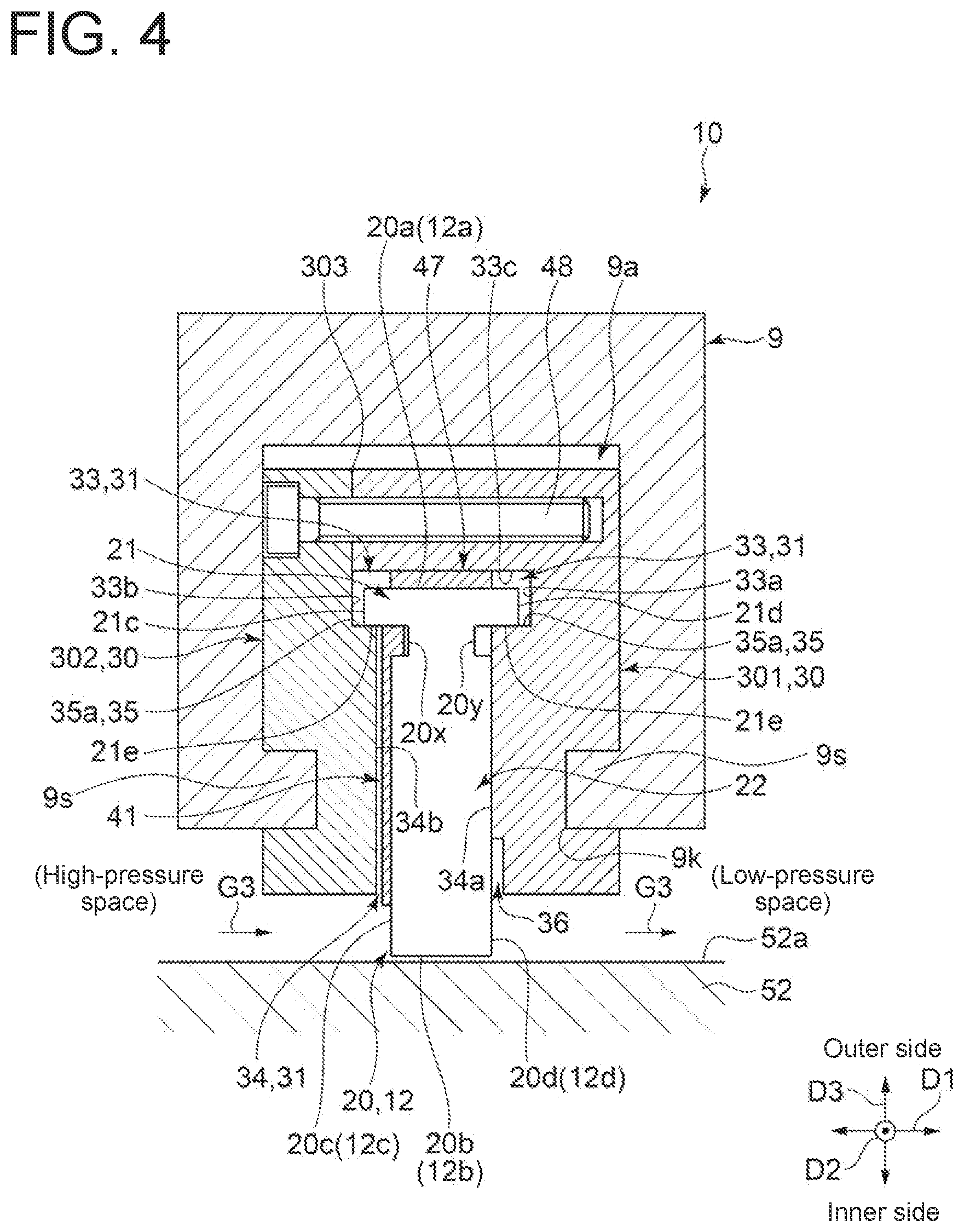 Patent US12345335 Figure 4 – Shaft seal device and rotary machine