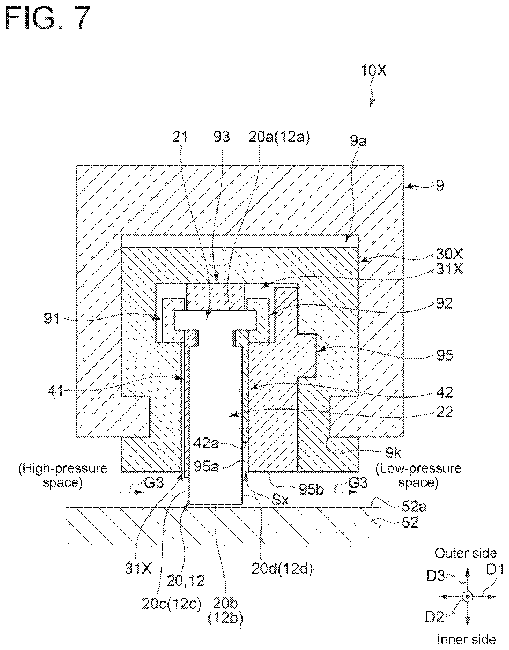Patent US12345335 Figure 7 – Shaft seal device and rotary machine