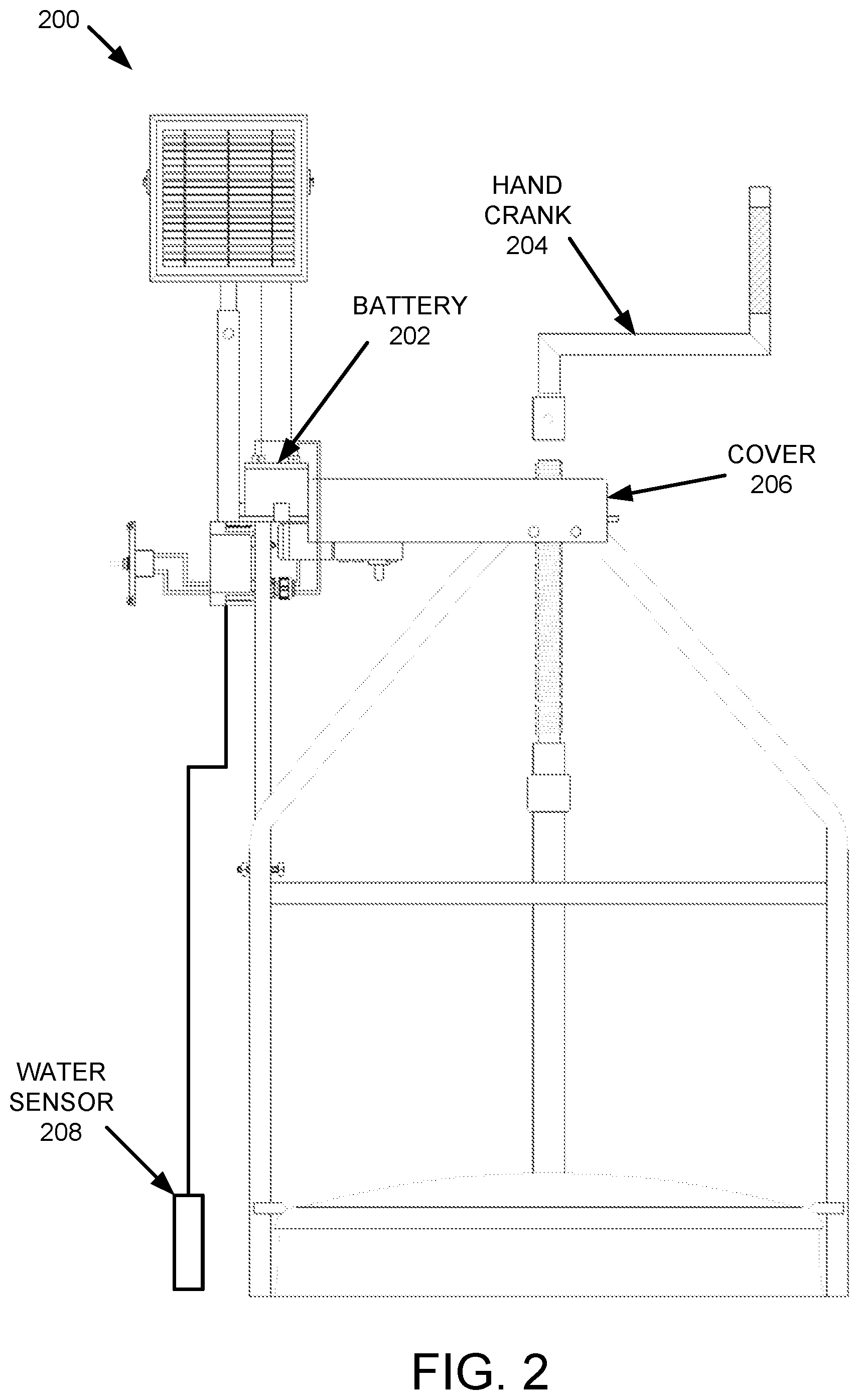 Patent US12345349 Figure 2 – Retrofitted flood irrigation valve actuating apparatus