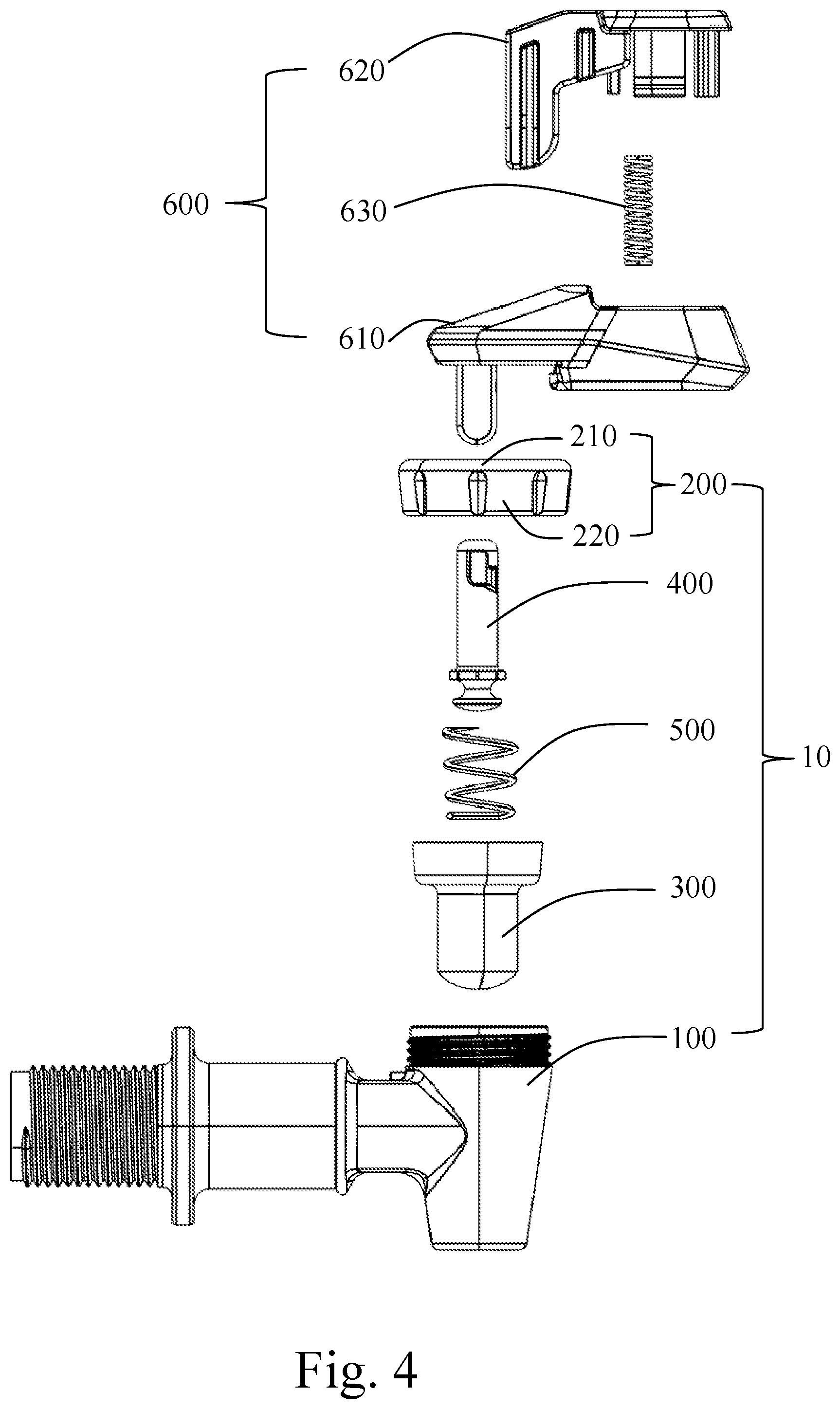 Patent US12345353 Figure 4 – Safety handle for faucet