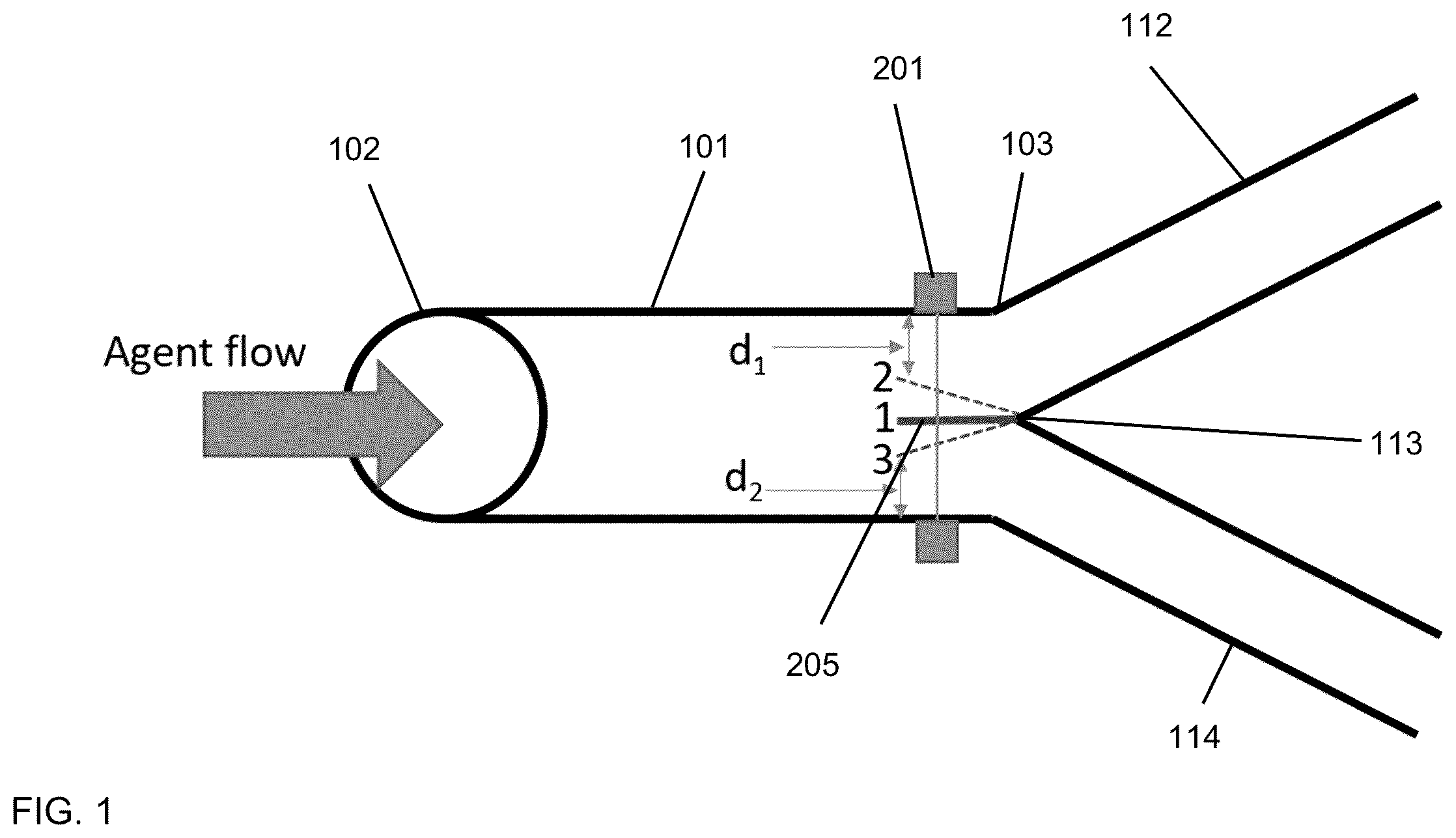 Patent US12345365 Figure 1 – Adjustable flow splitter for distribution systems