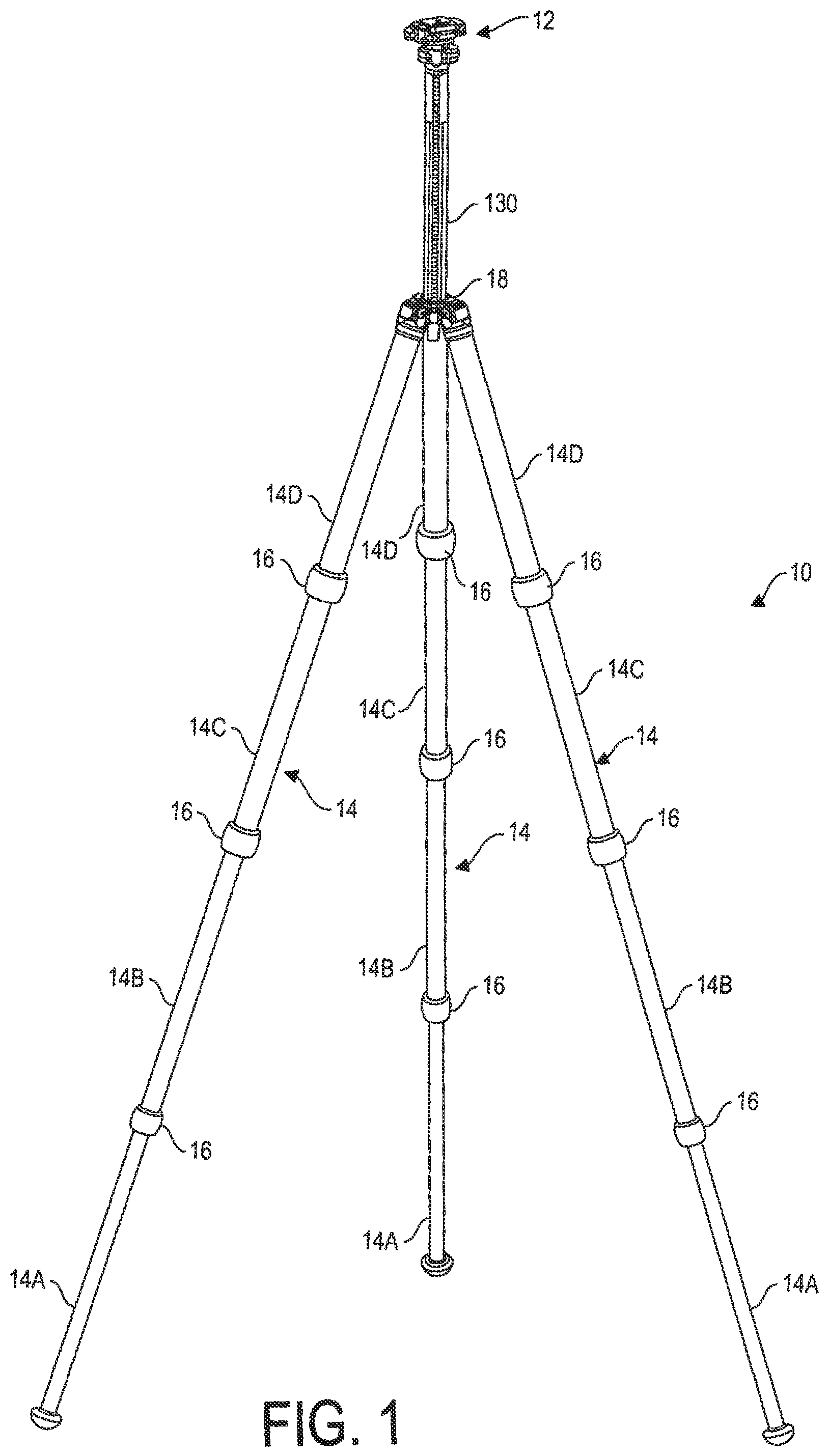 Patent US12345372 Figure 1 – Travel tripod