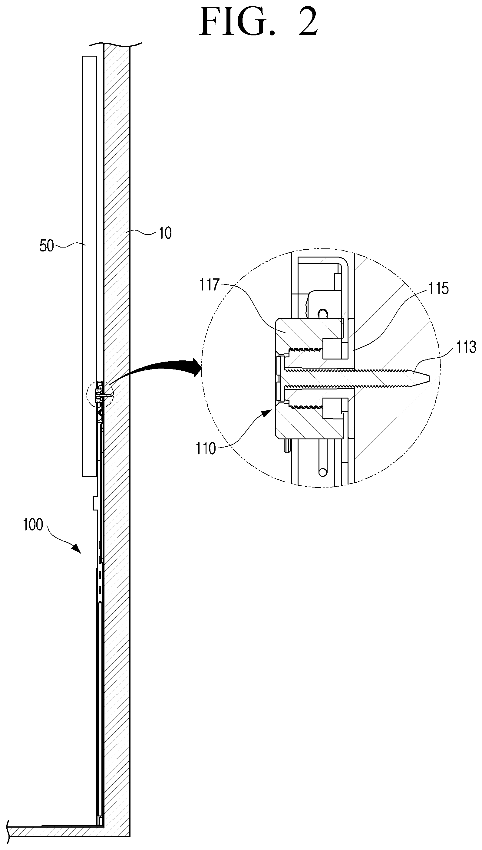 Patent US12345374 Figure 2 – Wall mount for display apparatus and installation method thereof