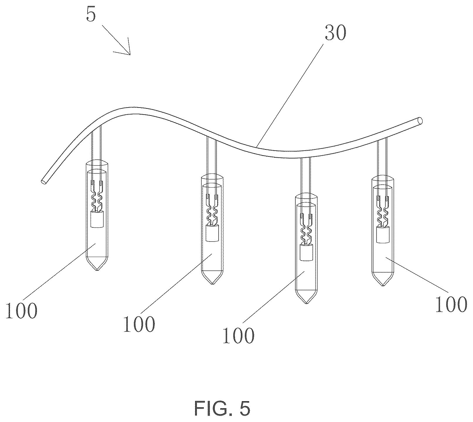 Patent US12345382 Figure 5 – LED glass bulb and LED light string