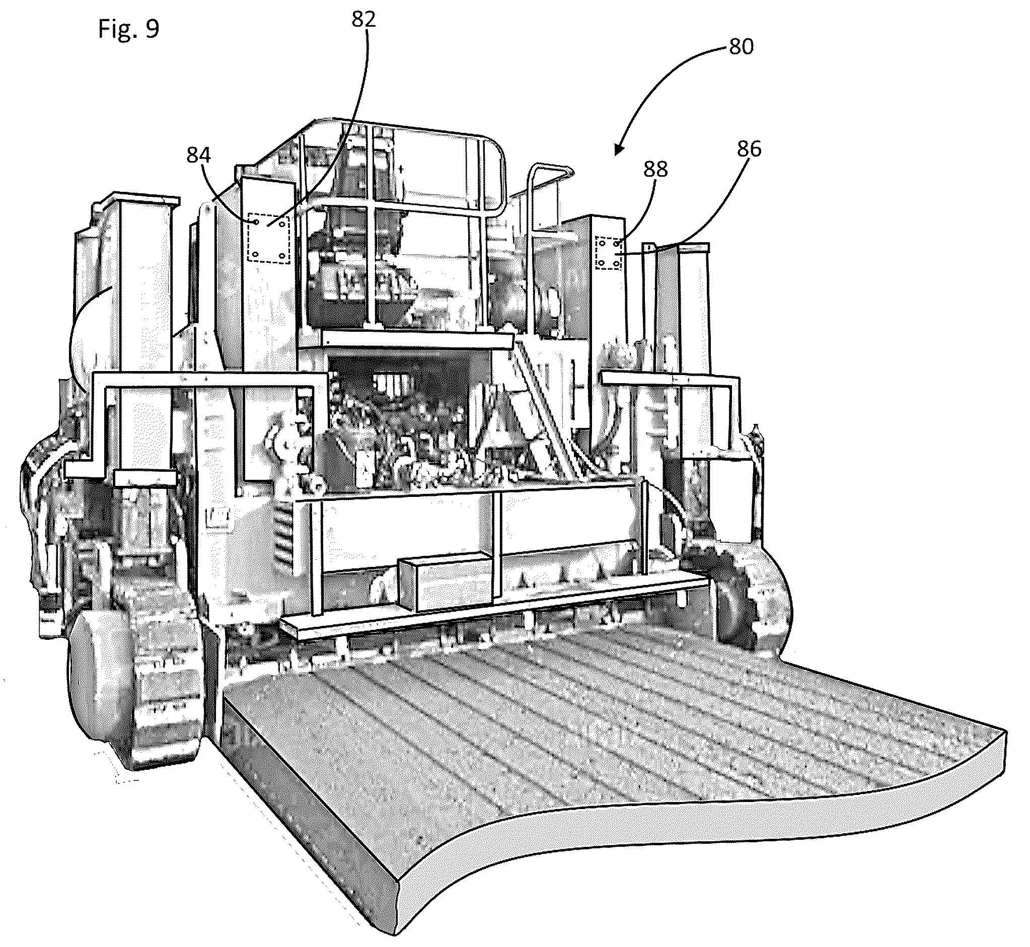 Patent US12345384 Figure 9 – Paving machine lighting assembly