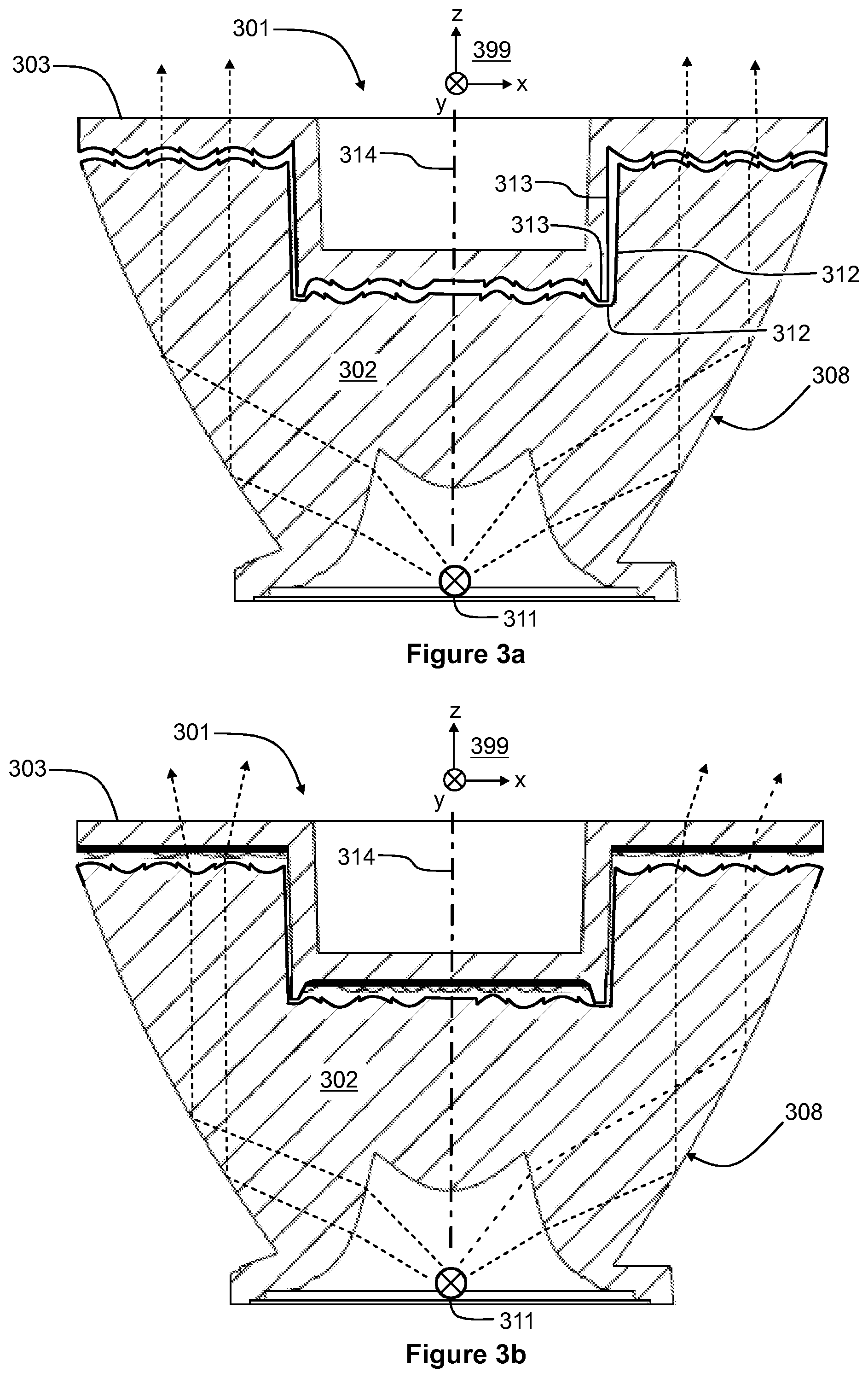 Patent US12345391 Figure 4 – Optical device with two optical elements for modifying light distribution