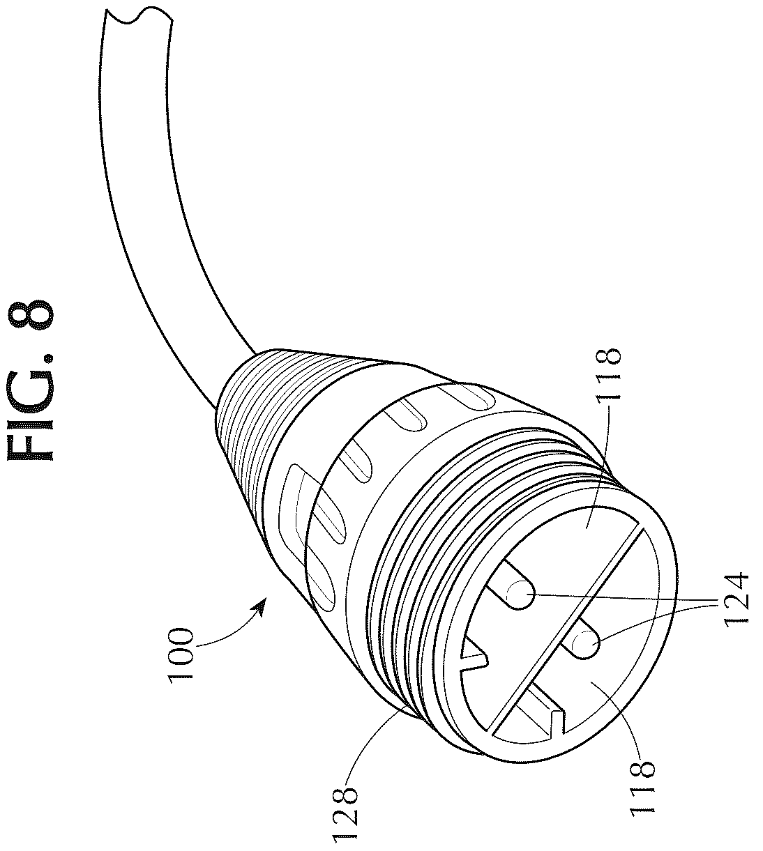 Patent US12345399 Figure 8 – Pluggable low voltage outdoor watertight lighting system for path lighting