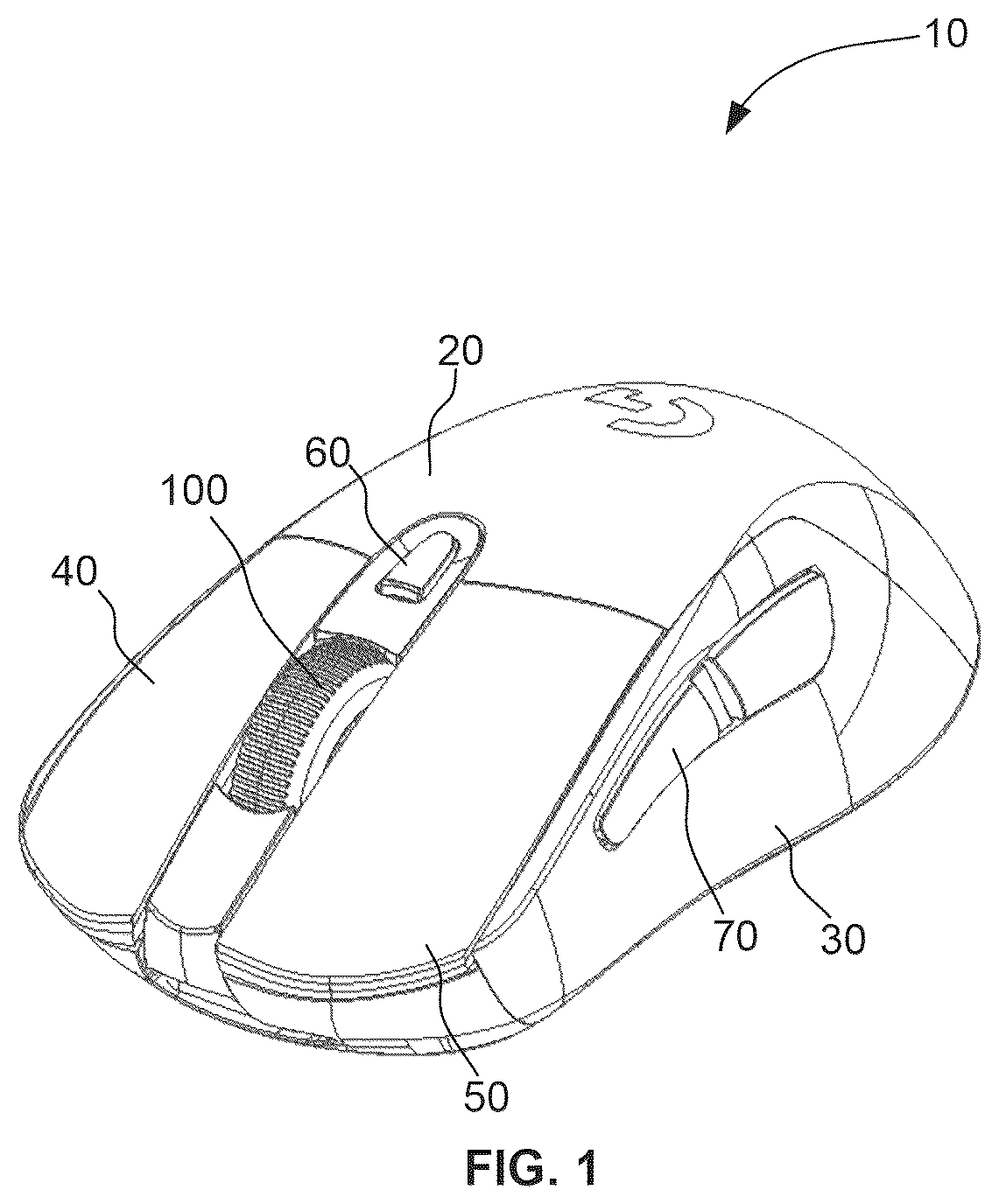 Patent US12345402 Figure 1 – Scroll wheel with lighting