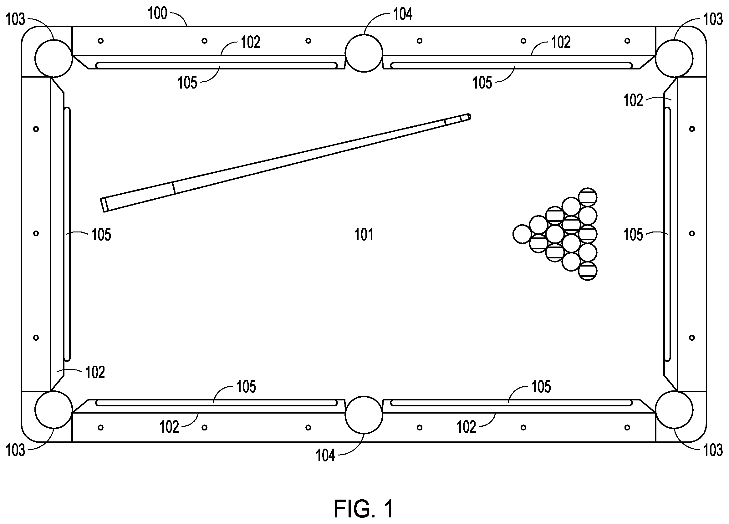 Patent US12345406 — Interactive LED system for enhancing billiard gameplay — Figure 1