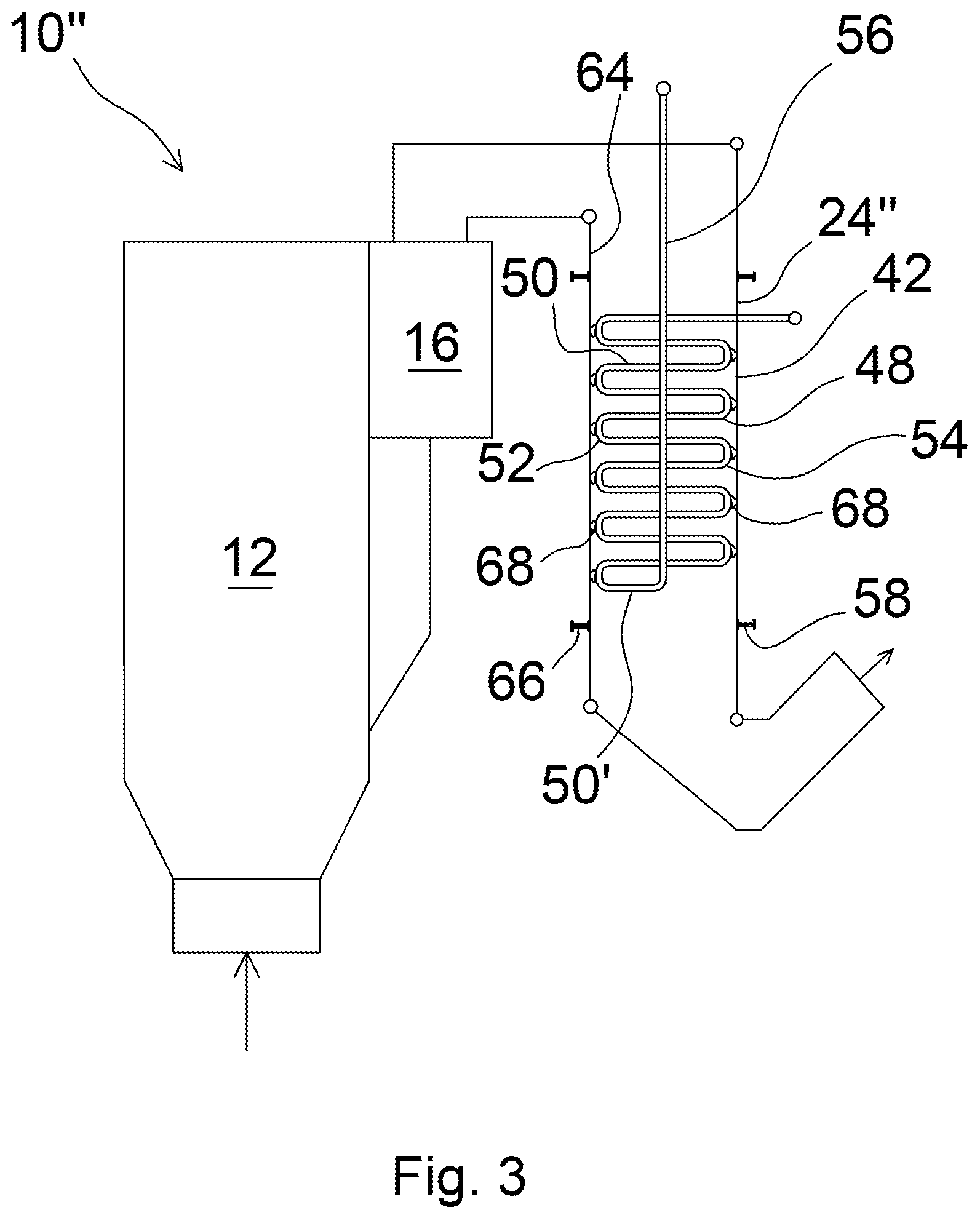 Patent US12345411 Figure 3 – Arrangement for a method of supporting a side wall of a vertical flue gas pass in a thermal power steam generator