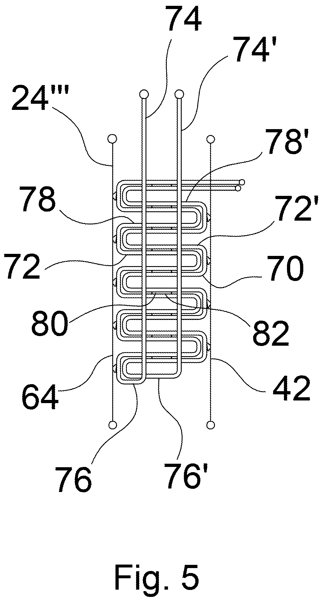 Patent US12345411 Figure 5 – Arrangement for a method of supporting a side wall of a vertical flue gas pass in a thermal power steam generator