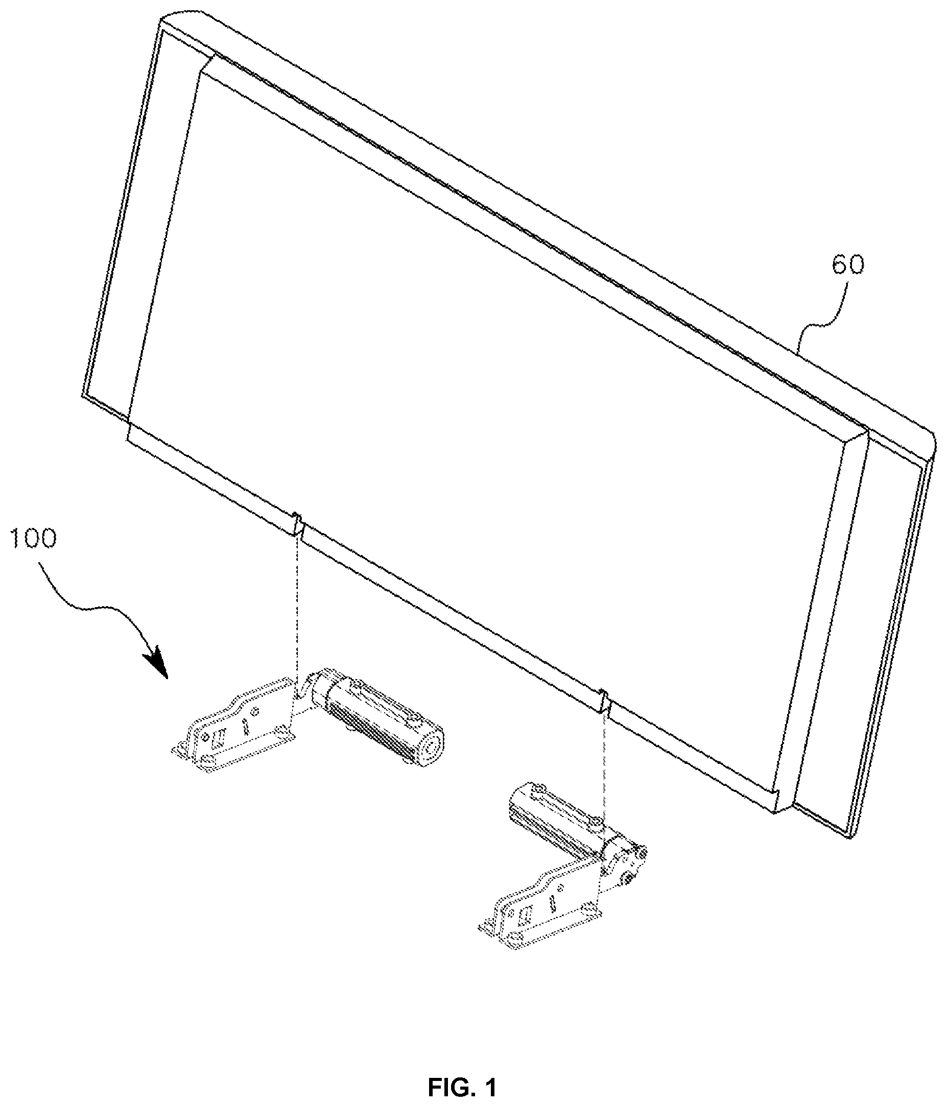 Patent US12345420 Figure 1 – Door hinge for oven
