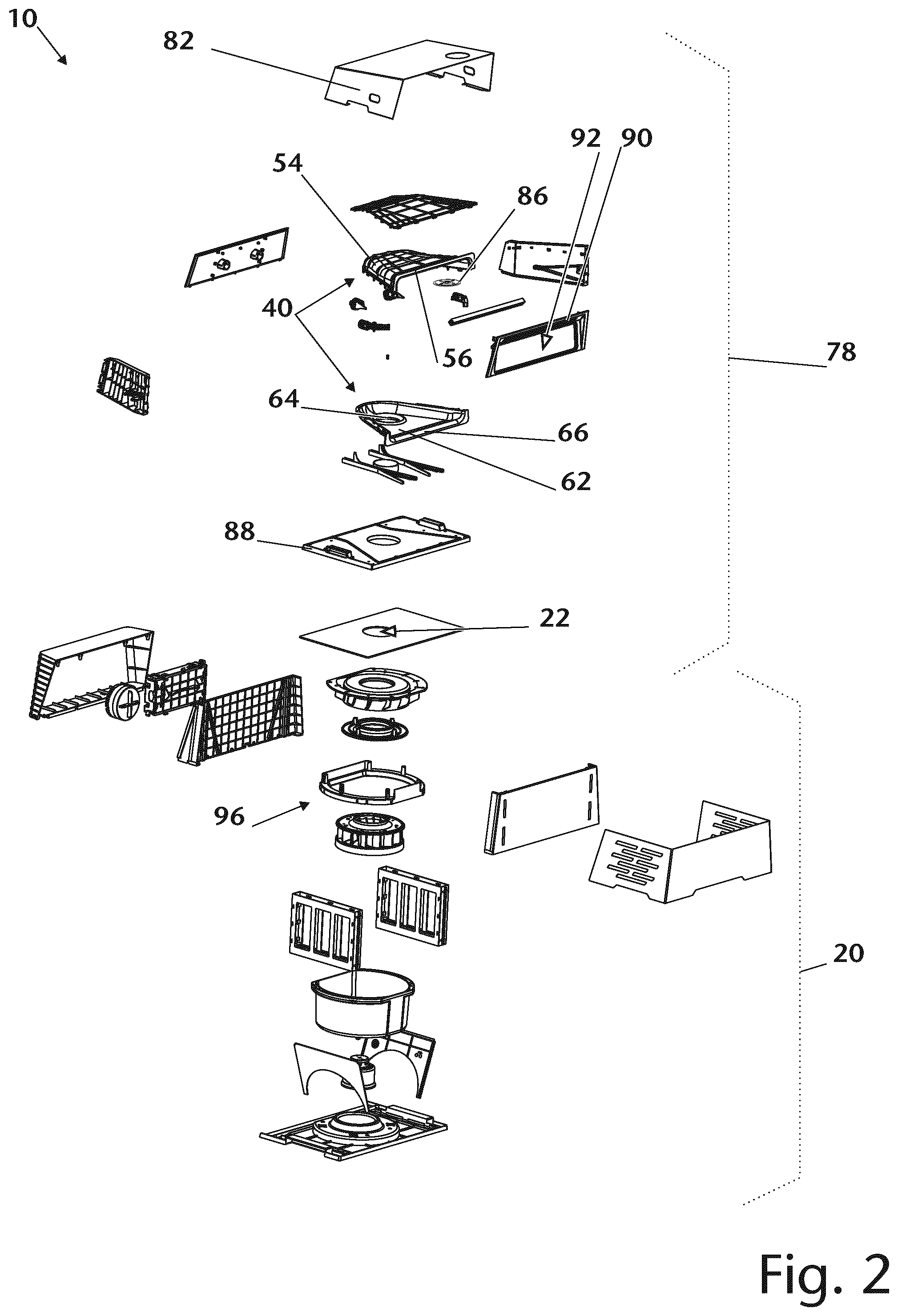Patent US12345421 Figure 2 – Device for extracting vapours and method for extracting vapours by means of the device and use of the device for extracting vapours