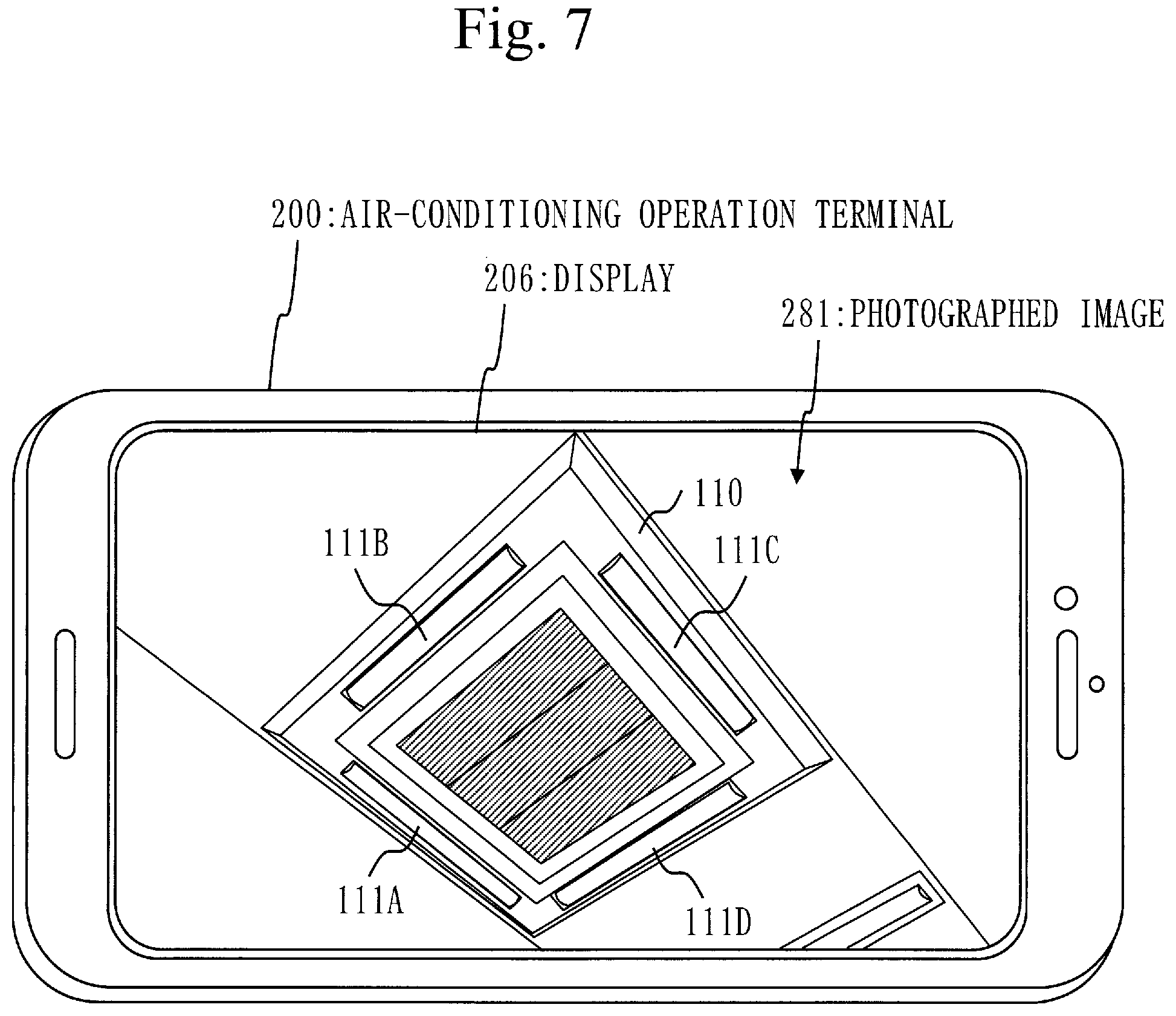 Patent US12345430 Figure 7 – Air-conditioning operation terminal, computer-readable medium and air-conditioning system