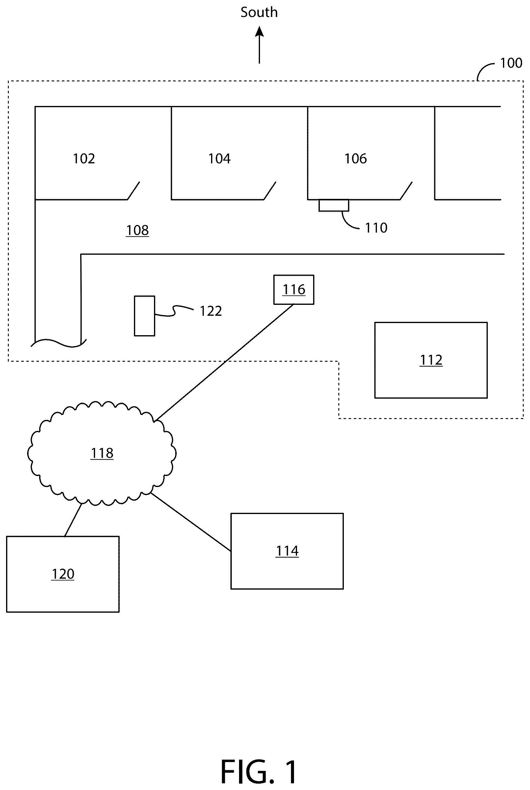 Patent US12345432 — Smart thermostat for controlling adjacent room temperatures — Figure 1
