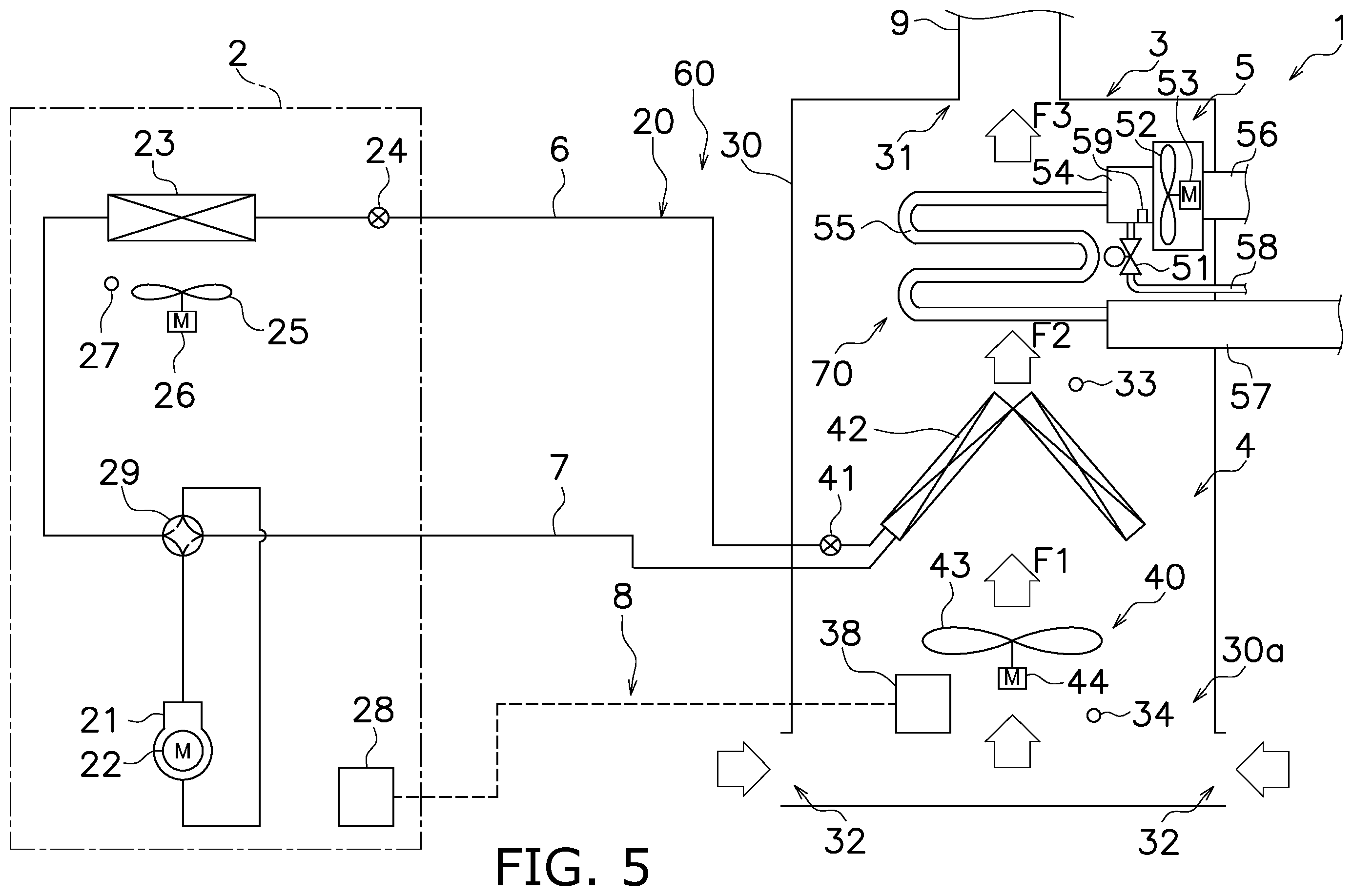 Patent US12345434 Figure 5 – Air conditioning system
