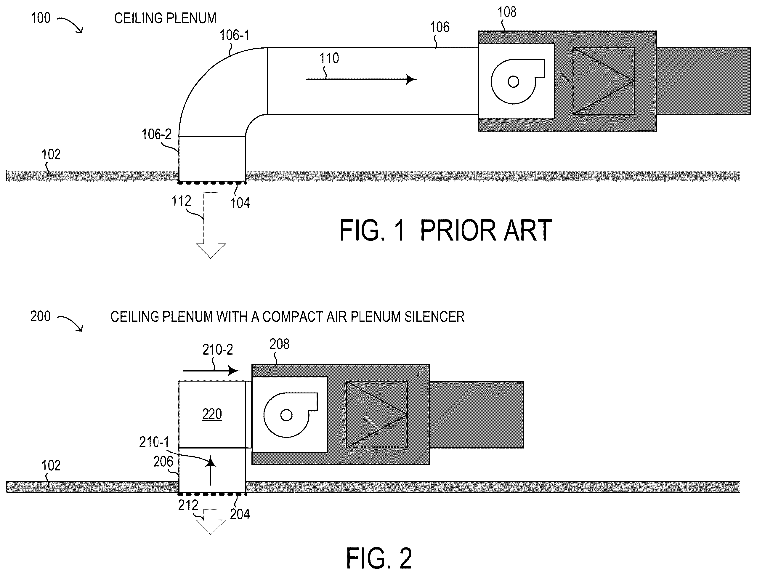 Patent US12345440 Figure 1 – Compact air plenum silencer