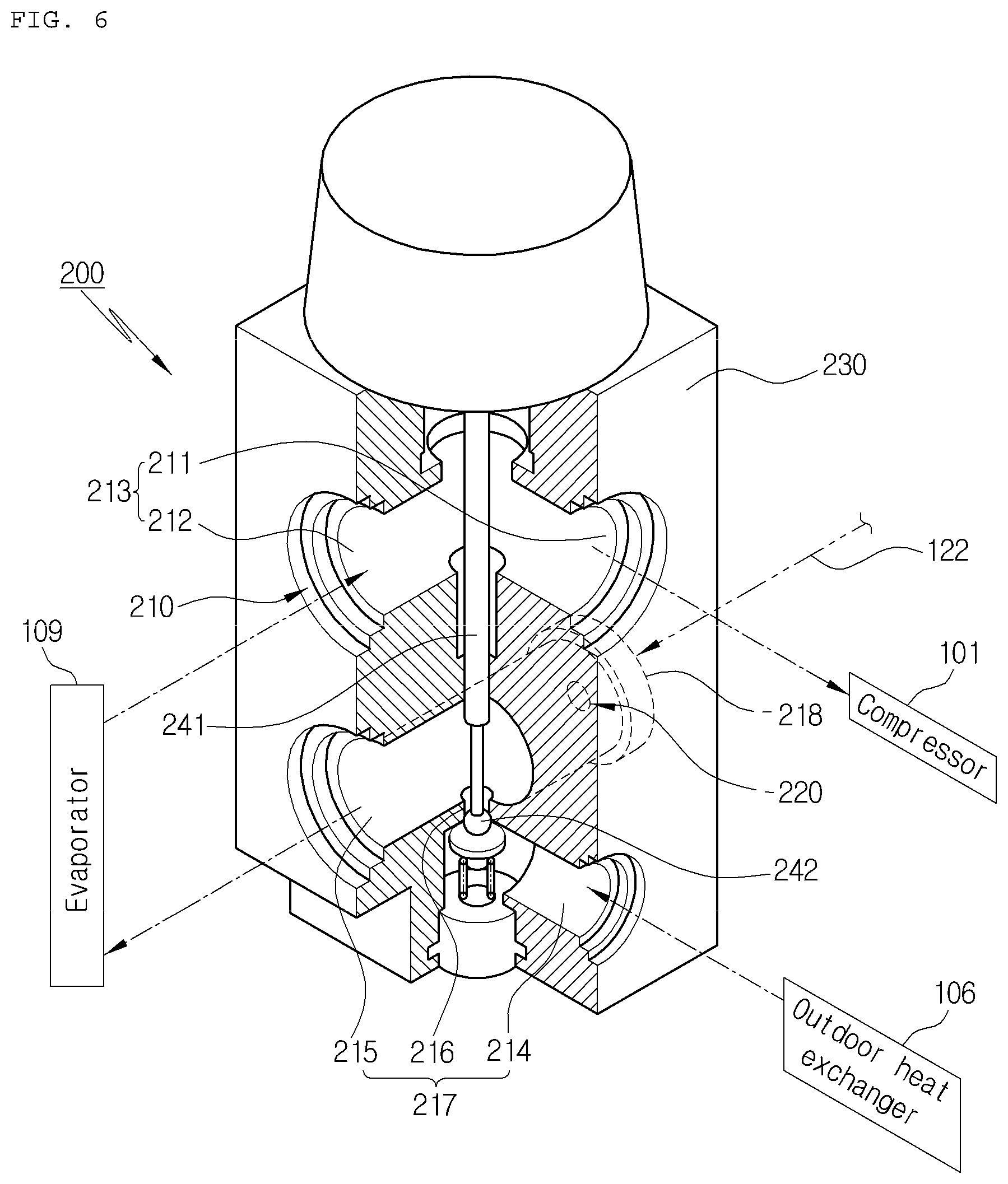 Patent US12345452 Figure 6 – Combination valve unit and vehicle heat pump system