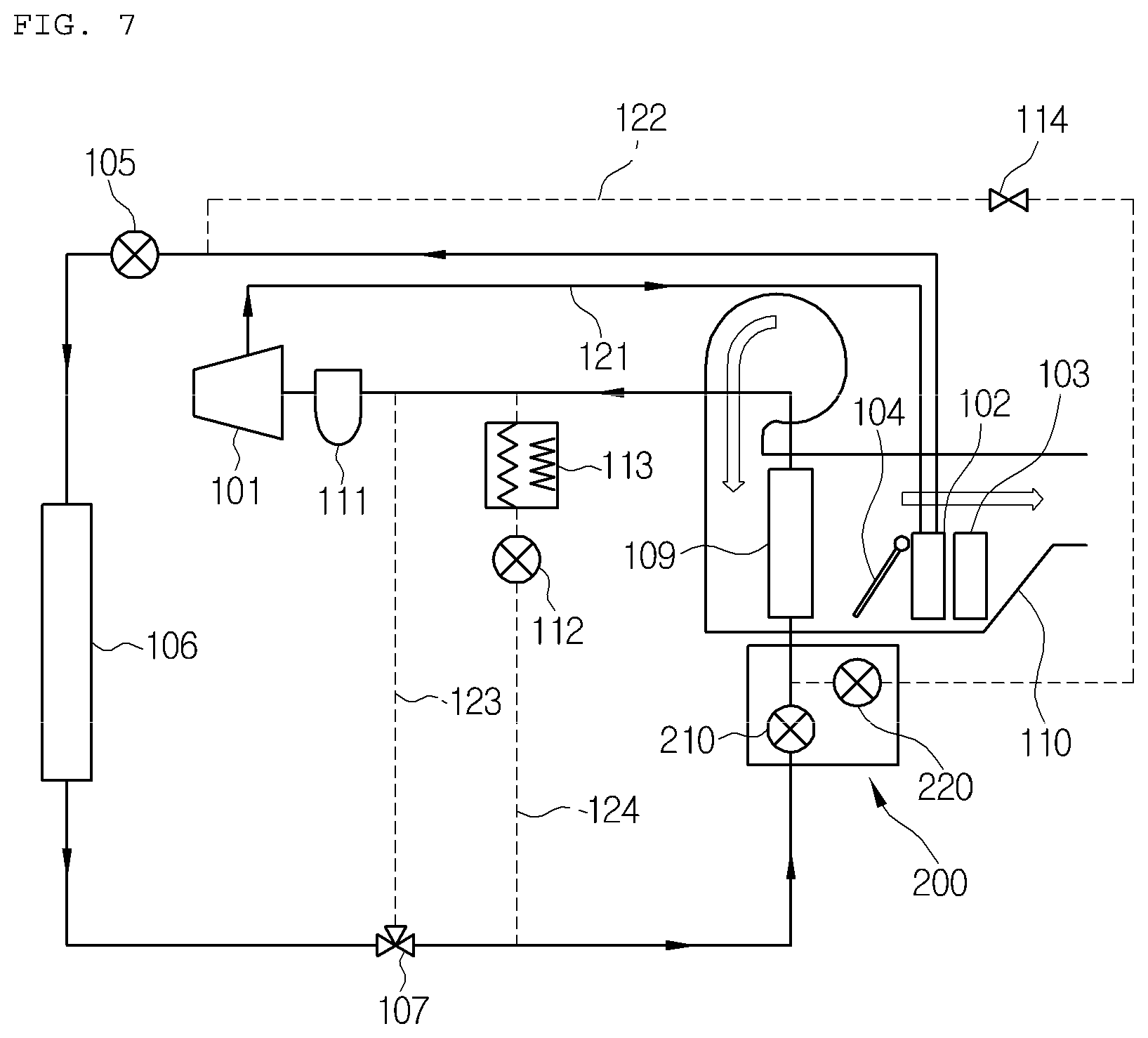 Patent US12345452 Figure 7 – Combination valve unit and vehicle heat pump system