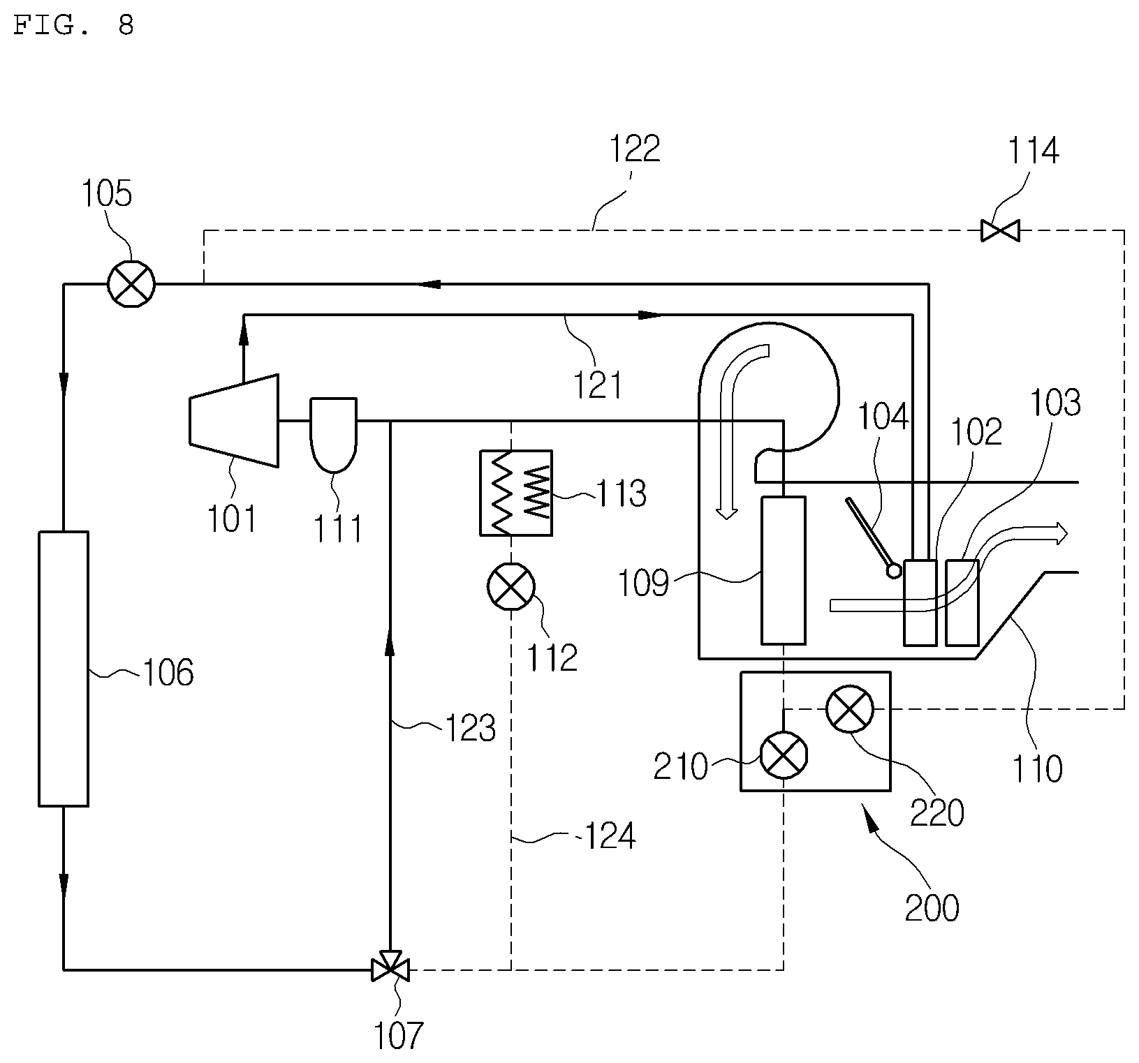 Patent US12345452 Figure 8 – Combination valve unit and vehicle heat pump system