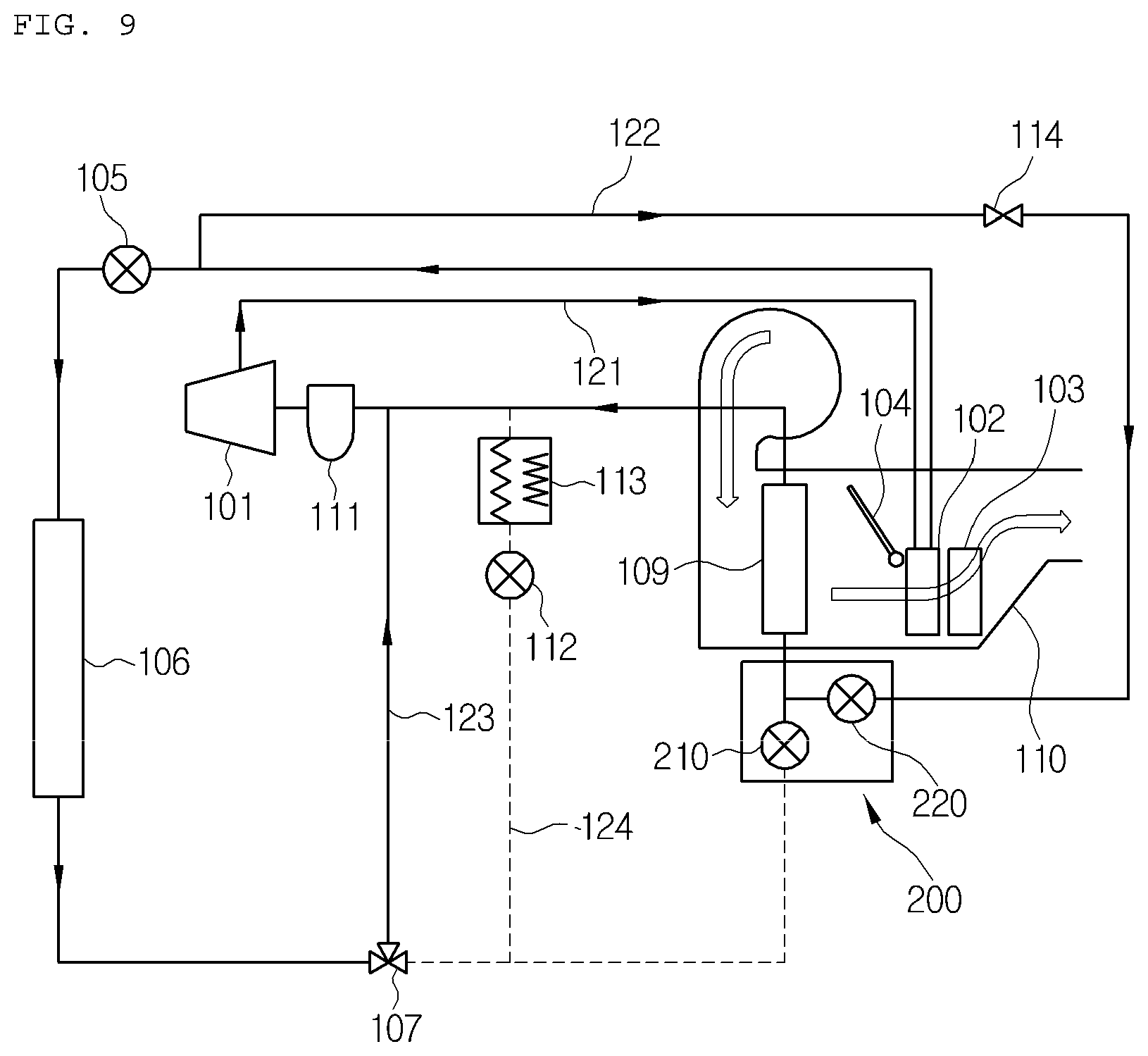 Patent US12345452 Figure 9 – Combination valve unit and vehicle heat pump system