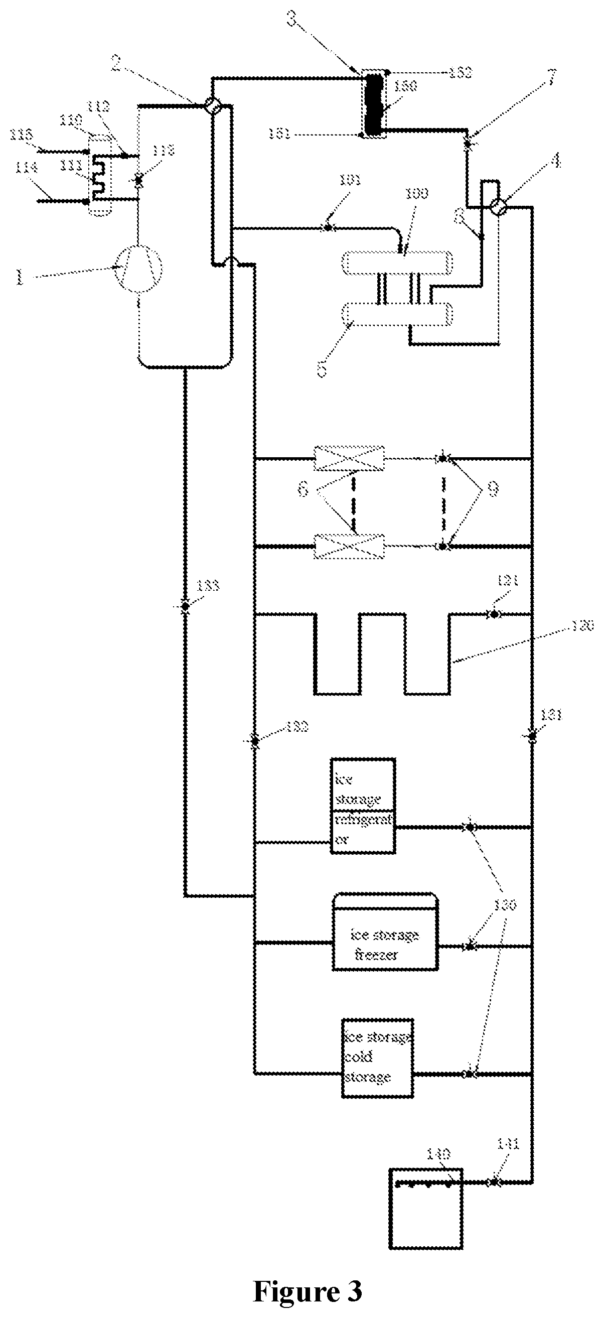 Patent US12345457 Figure 3 – Single-stage carbon dioxide multi-split cooling and heating multifunctional central air conditioner