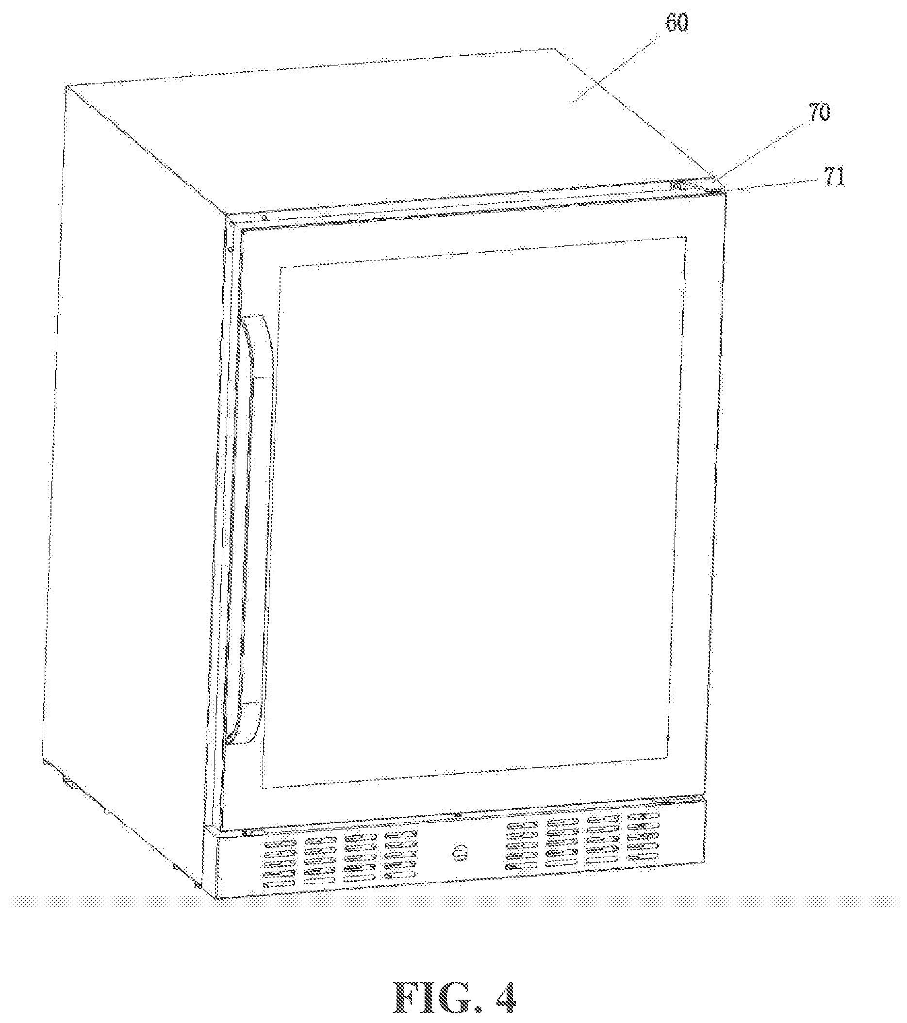Patent US12345463 Figure 4 – Glass door and wine cooler