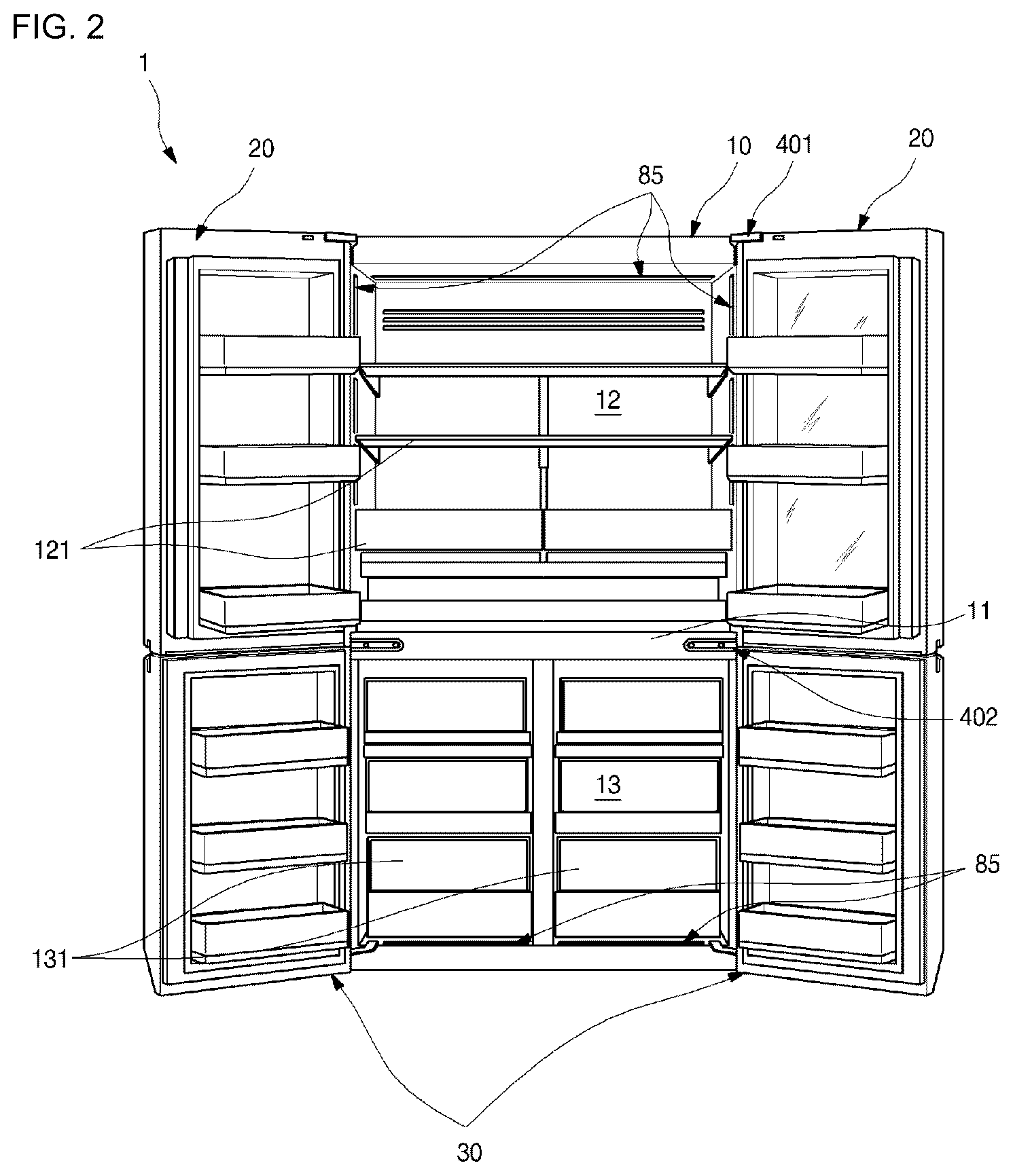 Patent US12345466 Figure 2 – Refrigerator having panel assembly