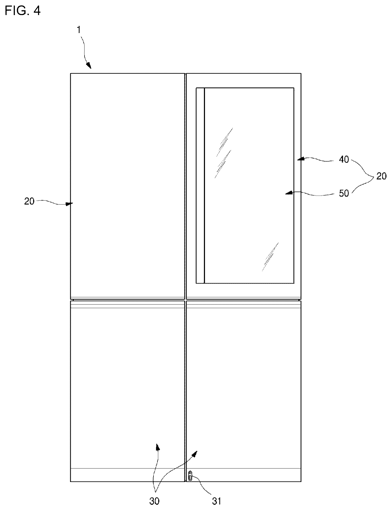 Patent US12345466 Figure 4 – Refrigerator having panel assembly