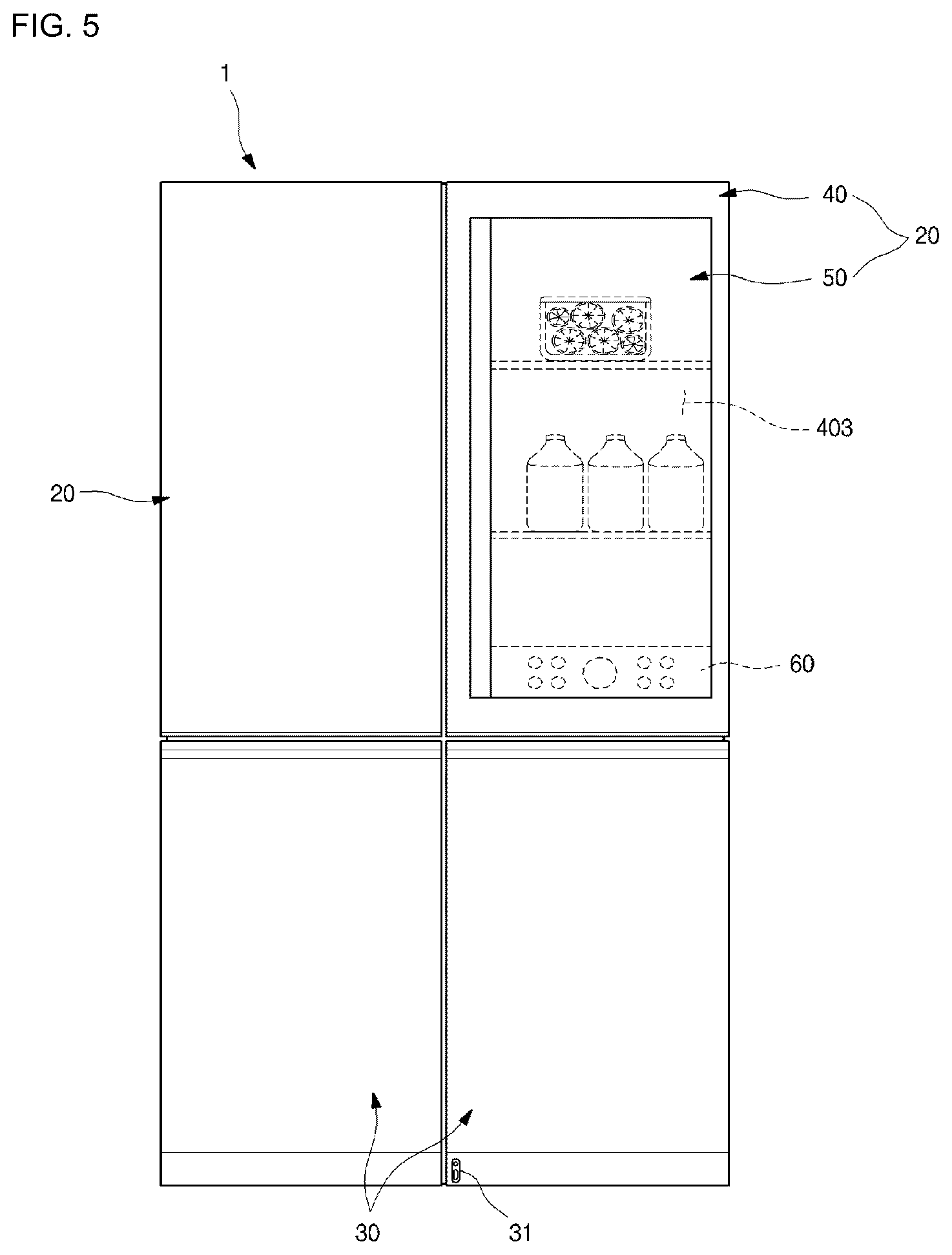 Patent US12345466 Figure 5 – Refrigerator having panel assembly