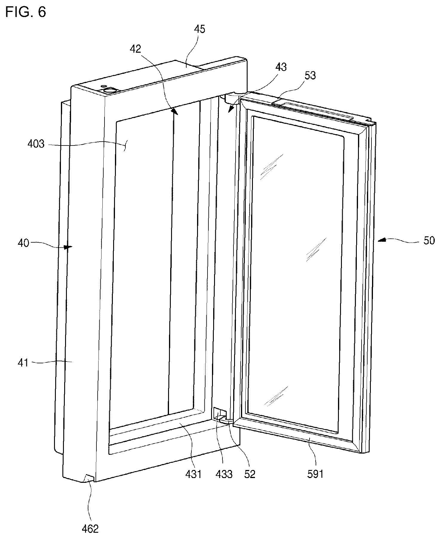 Patent US12345466 Figure 6 – Refrigerator having panel assembly