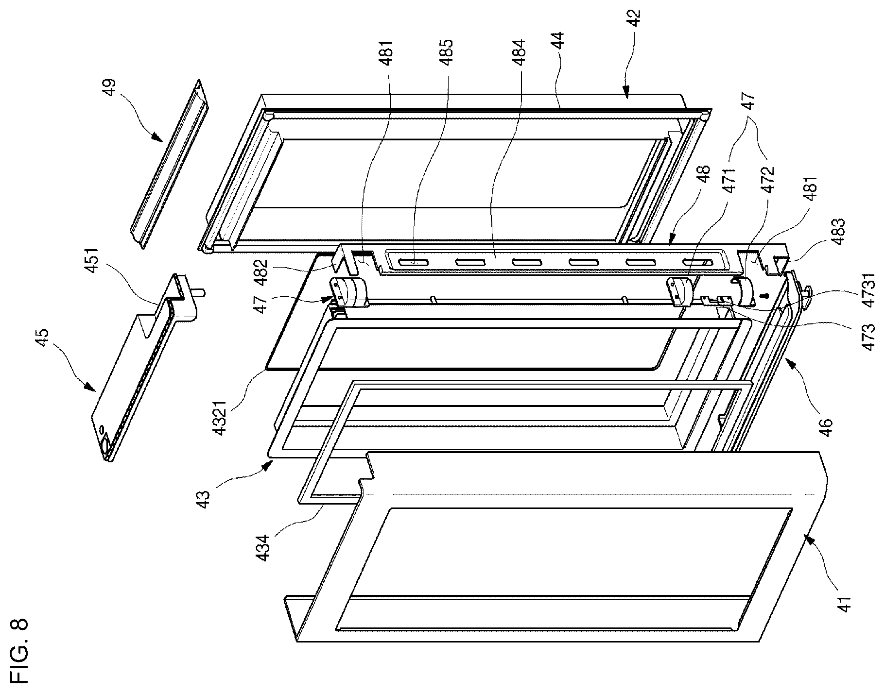 Patent US12345466 Figure 8 – Refrigerator having panel assembly