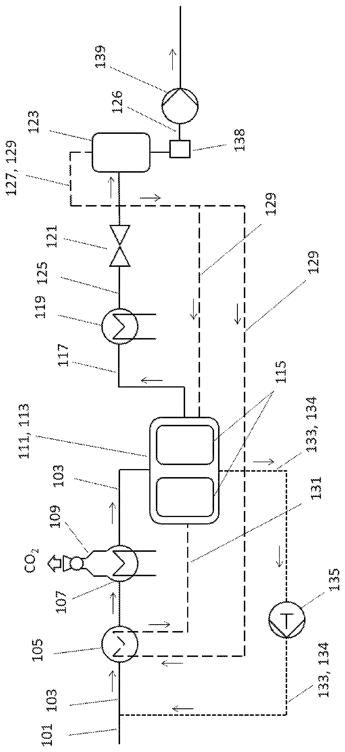Patent US12345470 Figure 1 – Process for removing CO2 from a methane-containing gas