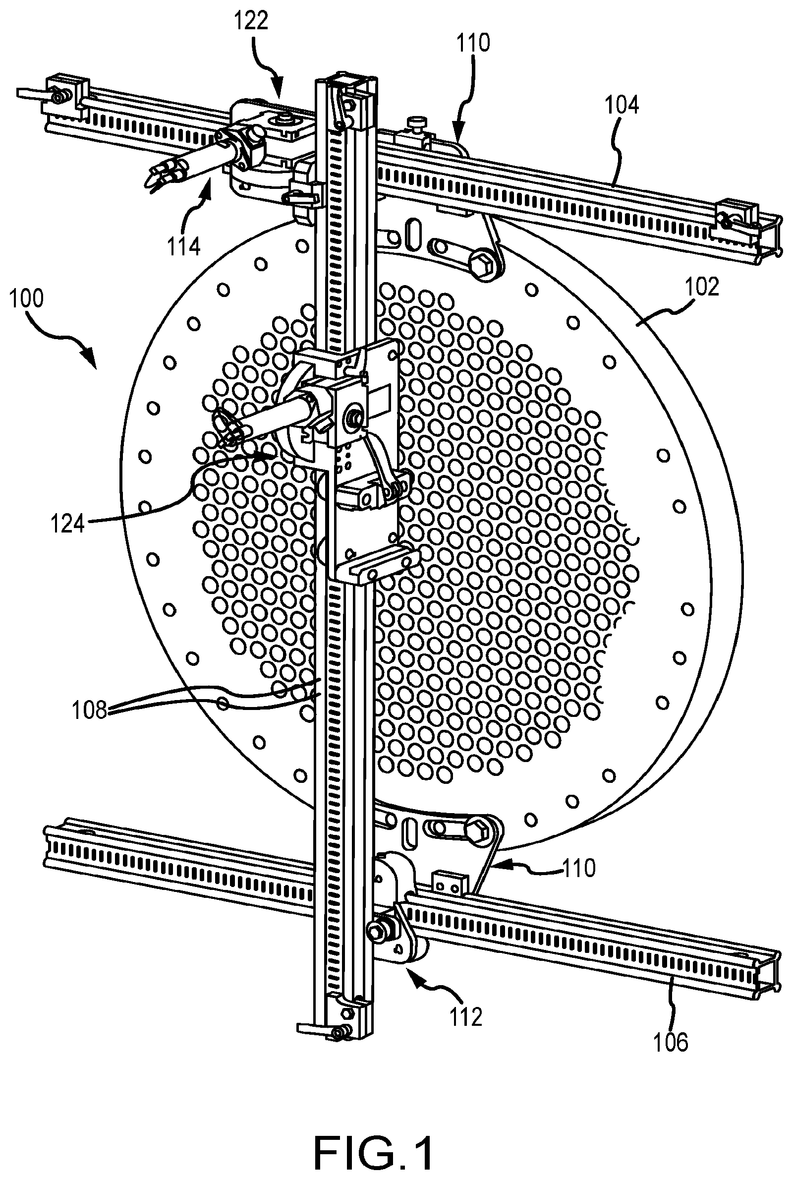 Patent US12345483 Figure 1 – Flexible tube cleaning lance positioner frame apparatus