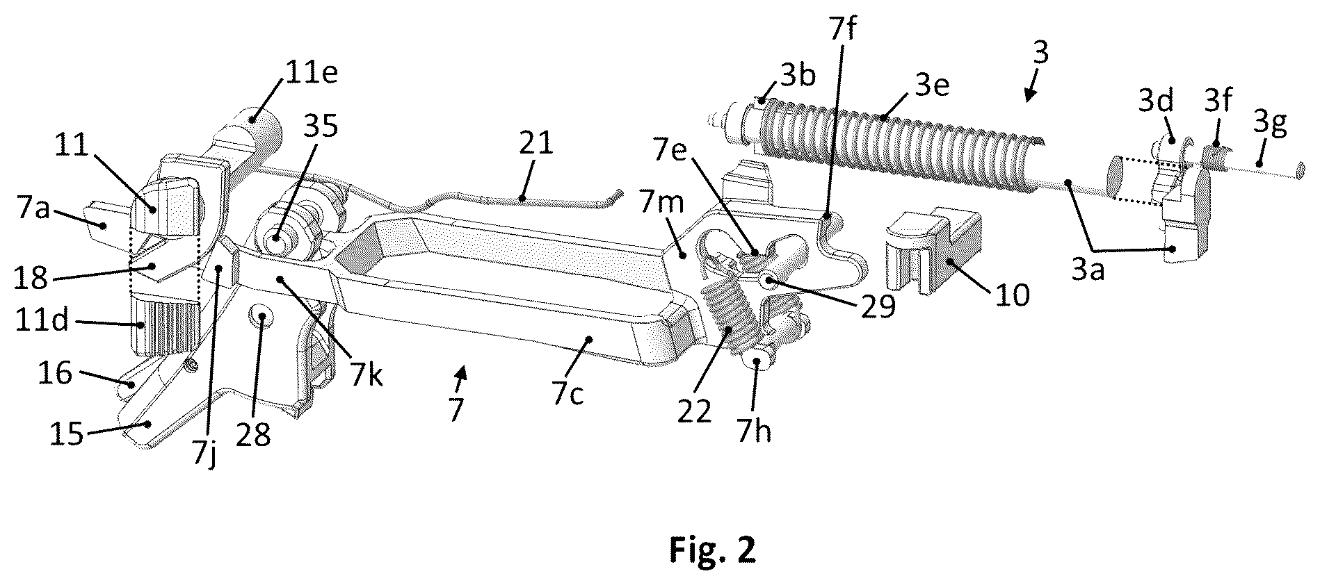 Patent US12345488 Figure 2 – Self-loading pistol with a pre-cocked firing pin with an assembly for safe disassembling