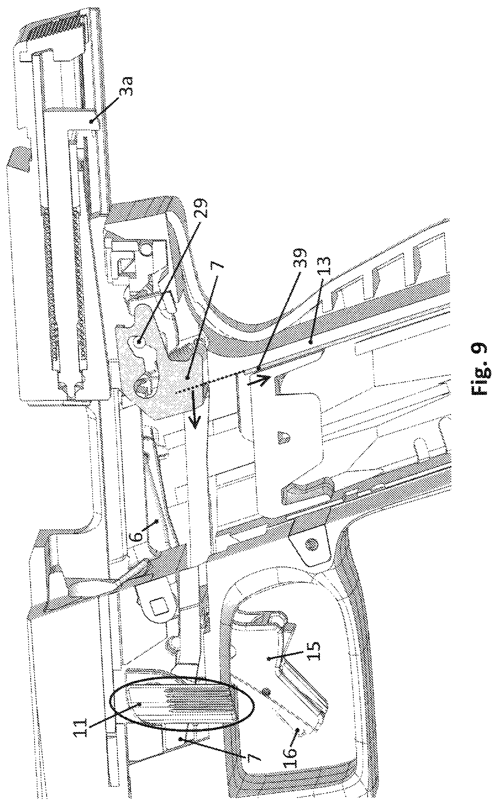 Patent US12345488 Figure 7 – Self-loading pistol with a pre-cocked firing pin with an assembly for safe disassembling