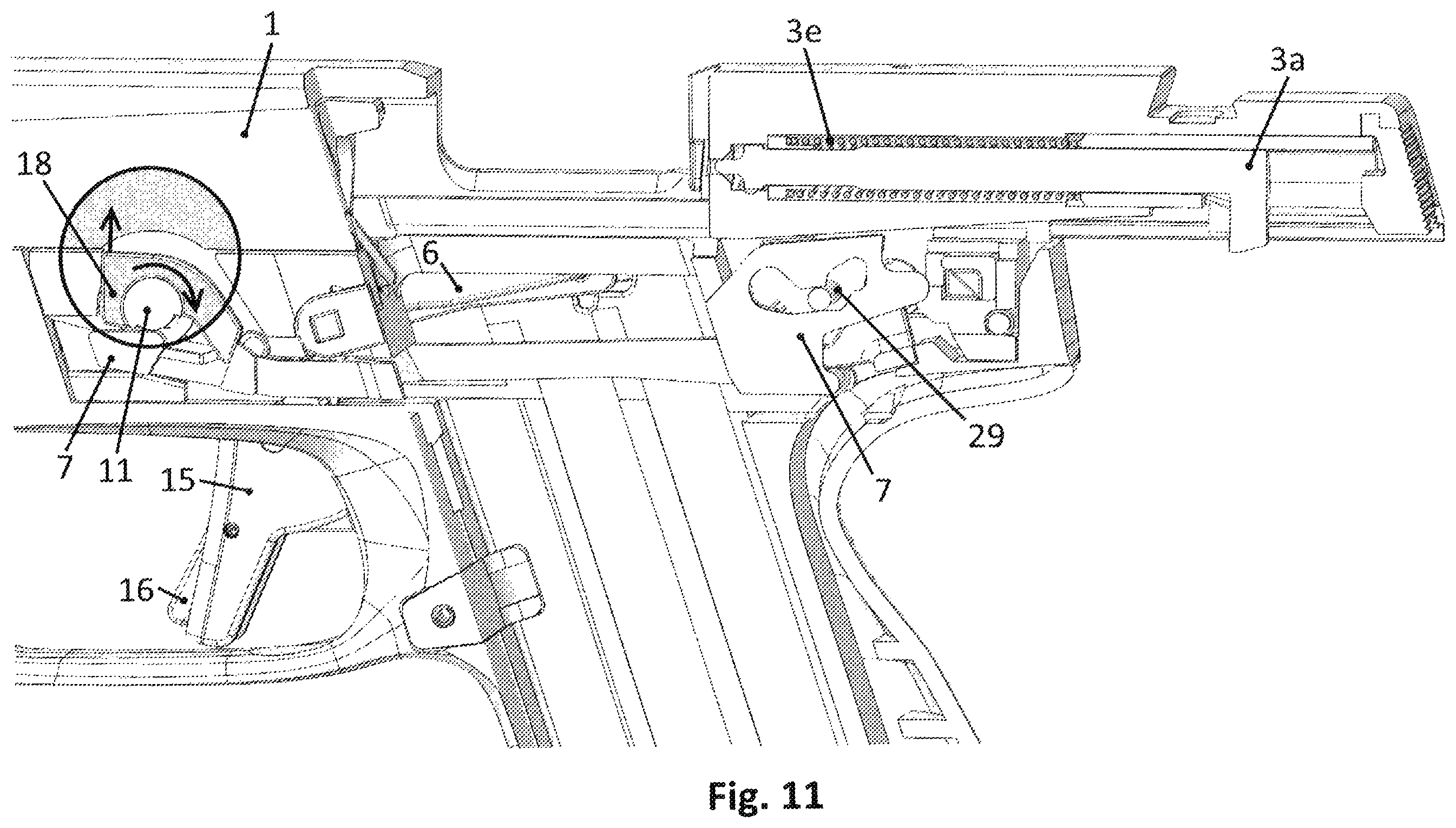 Patent US12345488 Figure 9 – Self-loading pistol with a pre-cocked firing pin with an assembly for safe disassembling