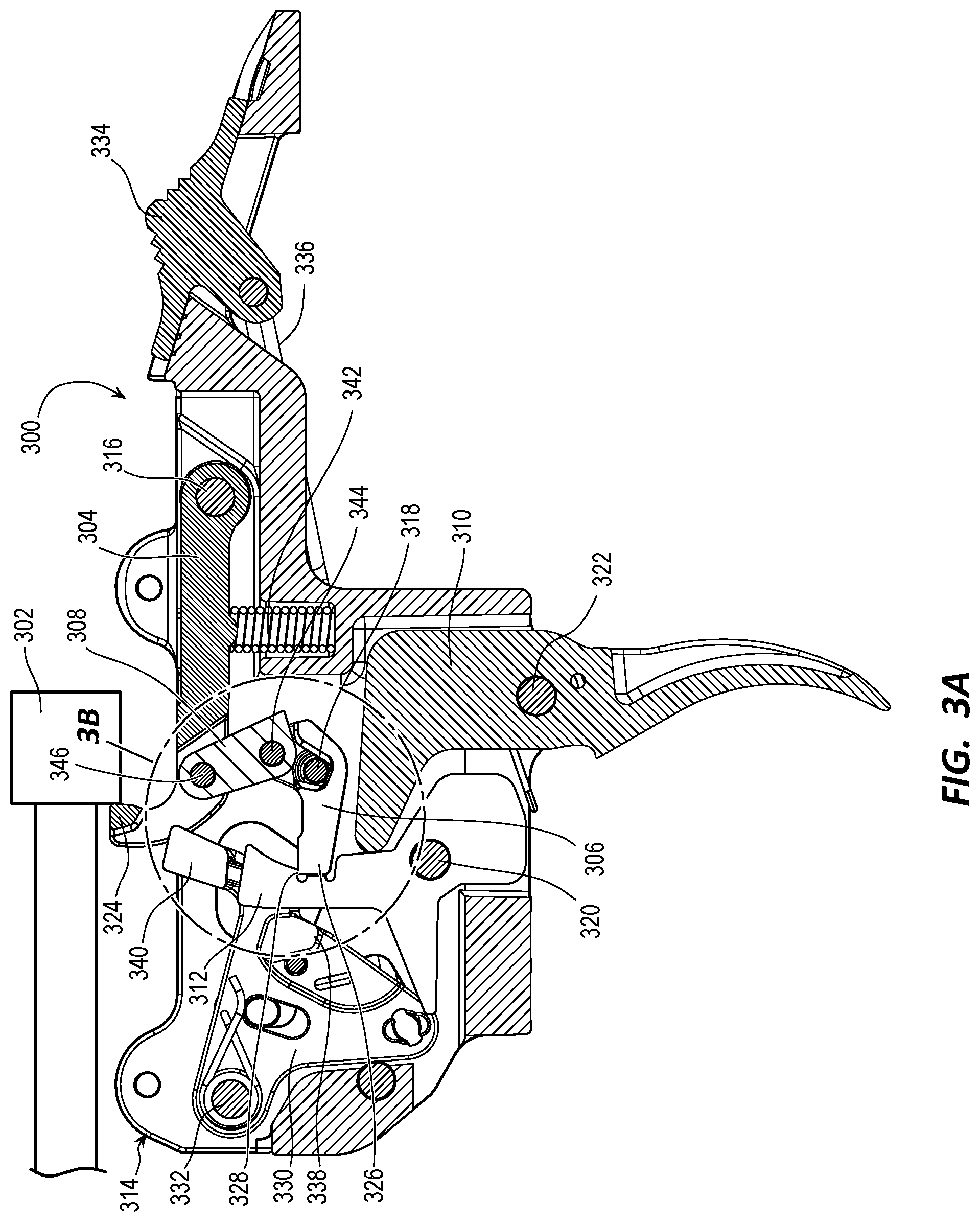 Patent US12345489 Figure 3 – Trigger mechanism for a firearm