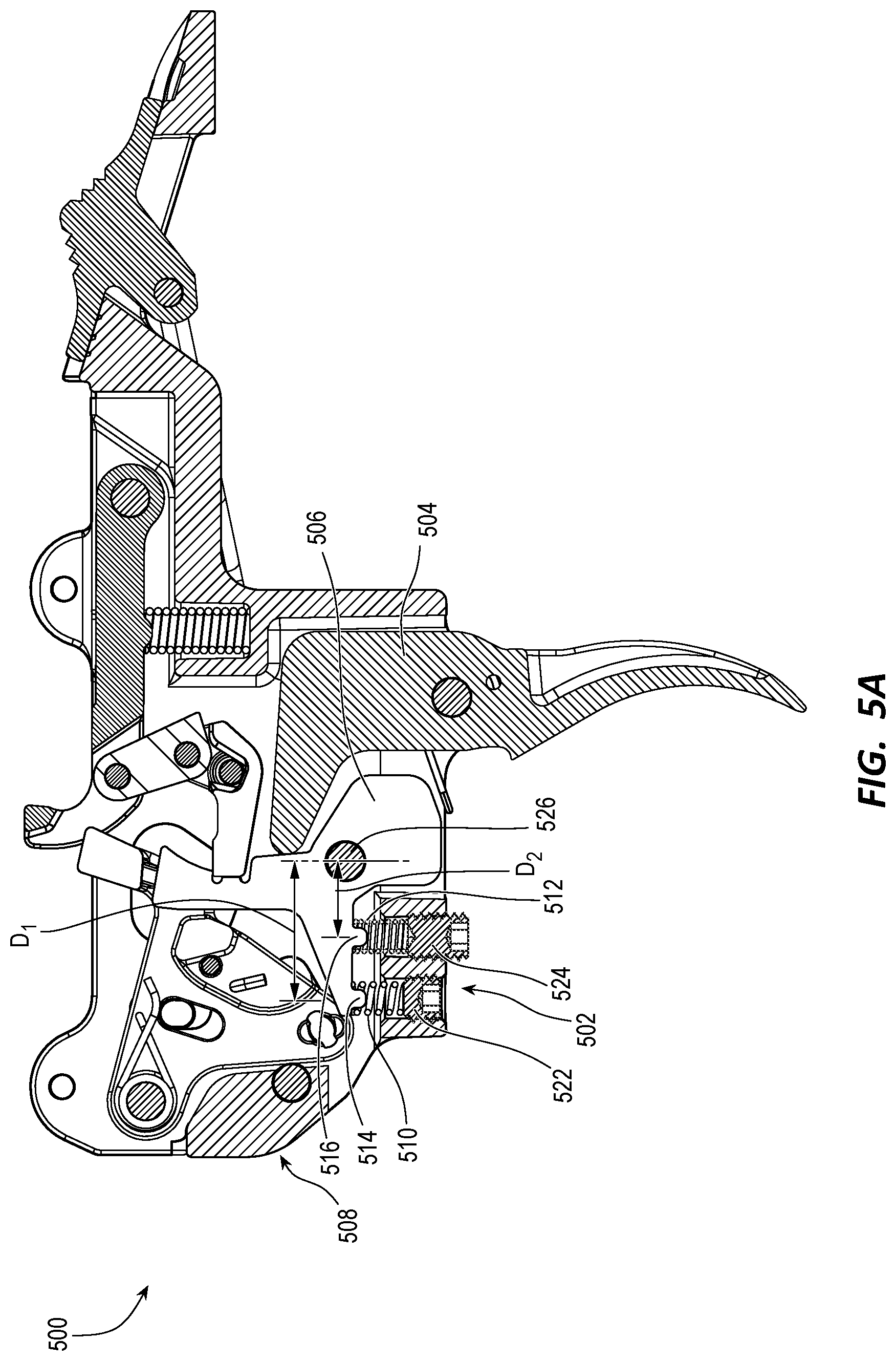 Patent US12345489 Figure 7 – Trigger mechanism for a firearm