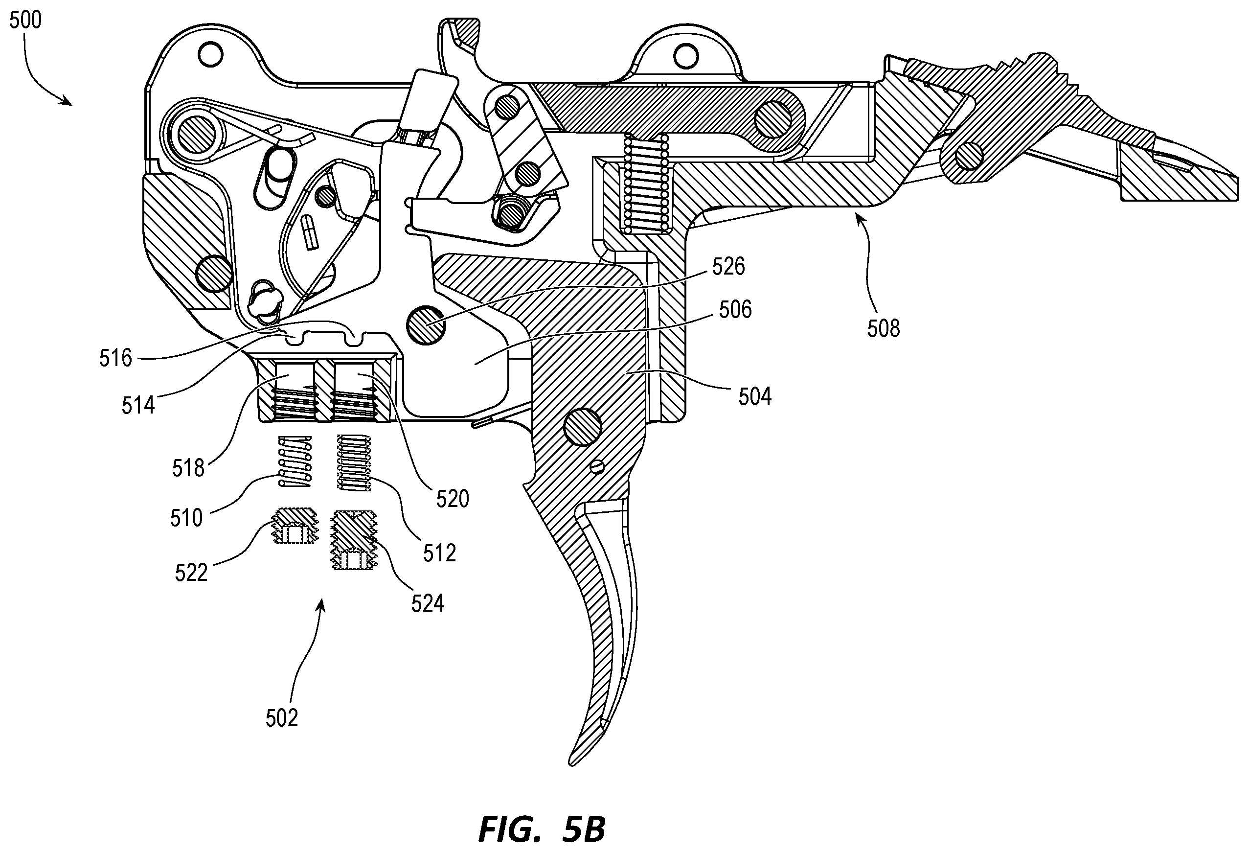 Patent US12345489 Figure 8 – Trigger mechanism for a firearm
