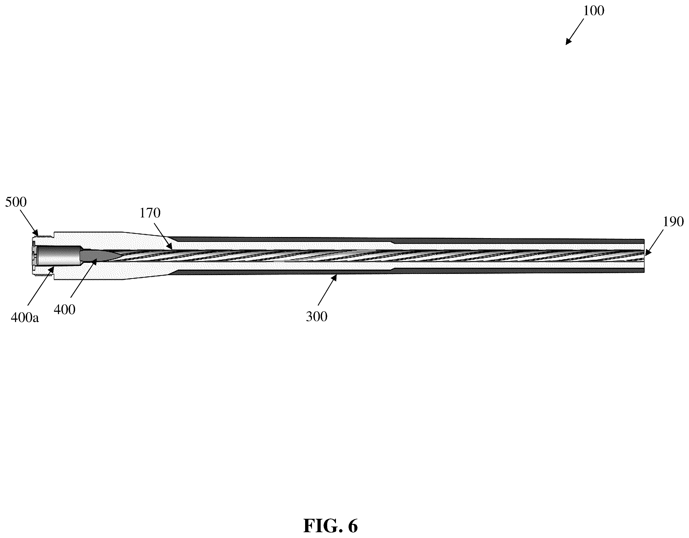 Patent US12345490 Figure 6 – Extended life composite matrix-wrapped lightweight firearm barrel