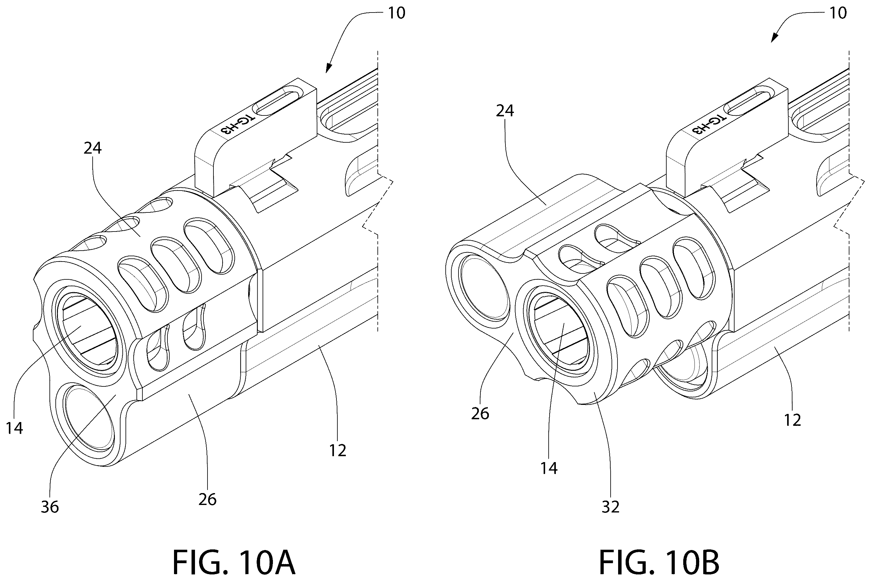 Patent US12345493 Figure 9 – Tool-less takedown bushing/compensator device for pistol
