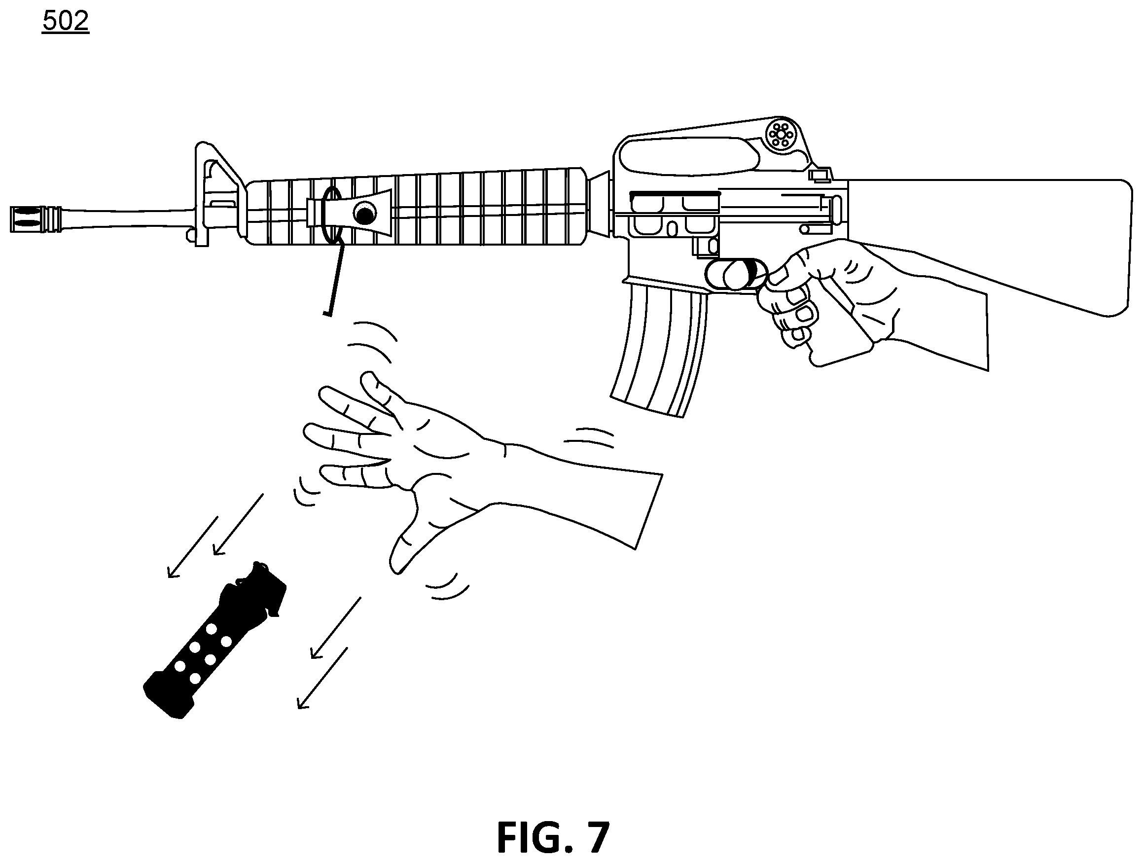 Patent US12345496 Figure 7 – Flash bang grenade hook and method of use
