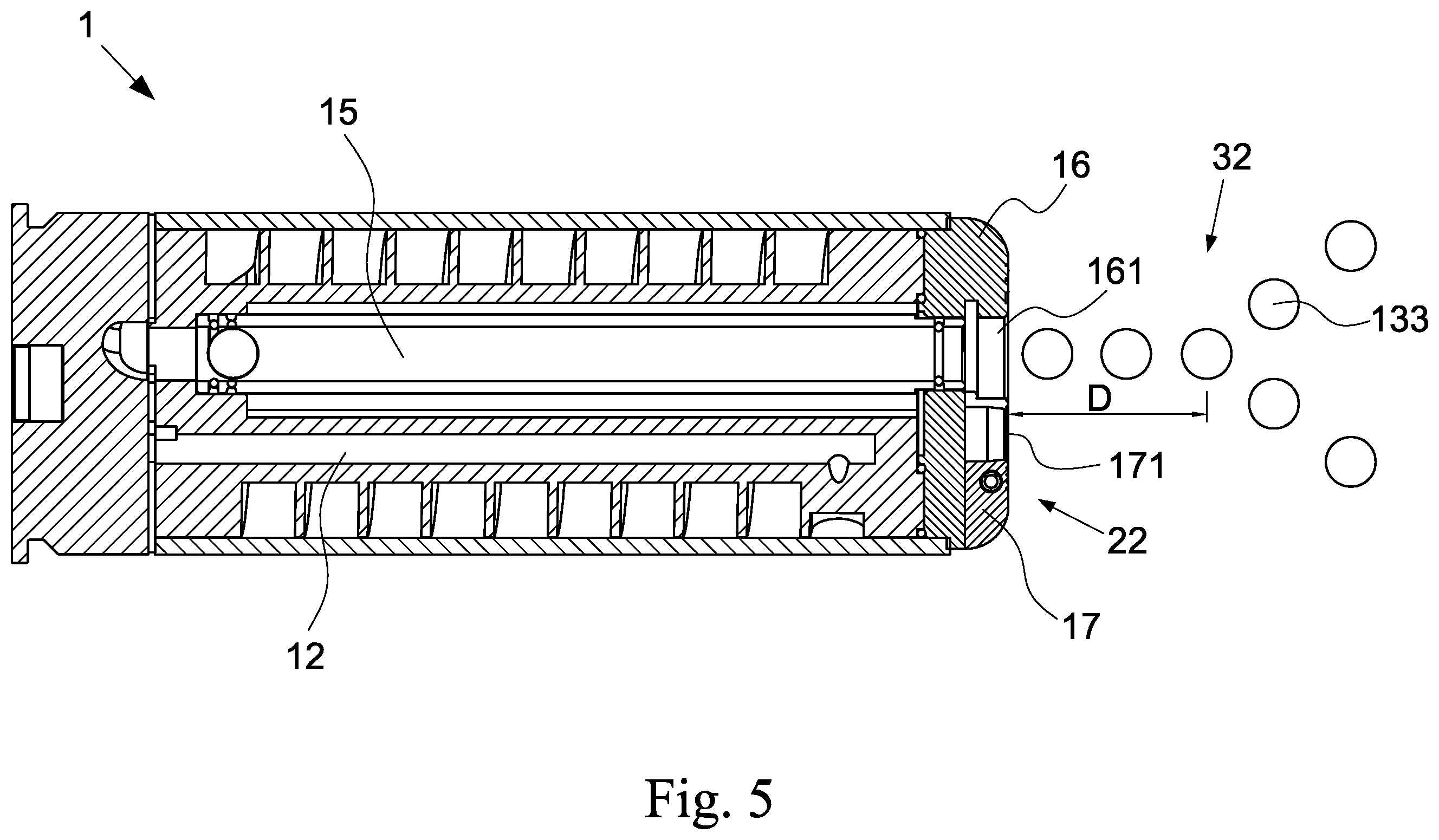 Patent US12345498 Figure 6 – Grenade device of a toy gun with an adjustable firing muzzle and an adjusting method thereof