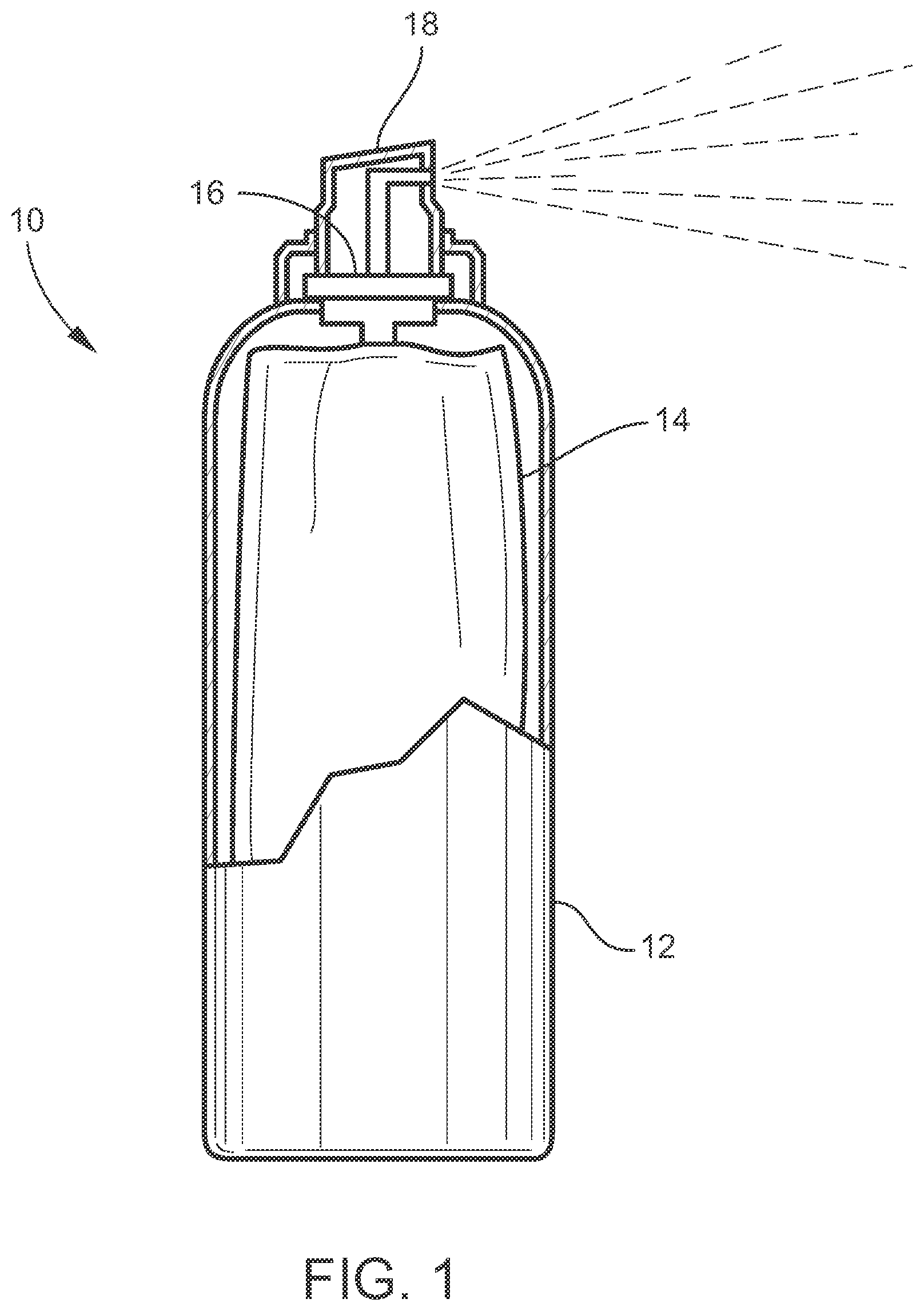 Patent US12345508 Figure 1 – Non-lethal defensive fluid composition and pressurized delivery system